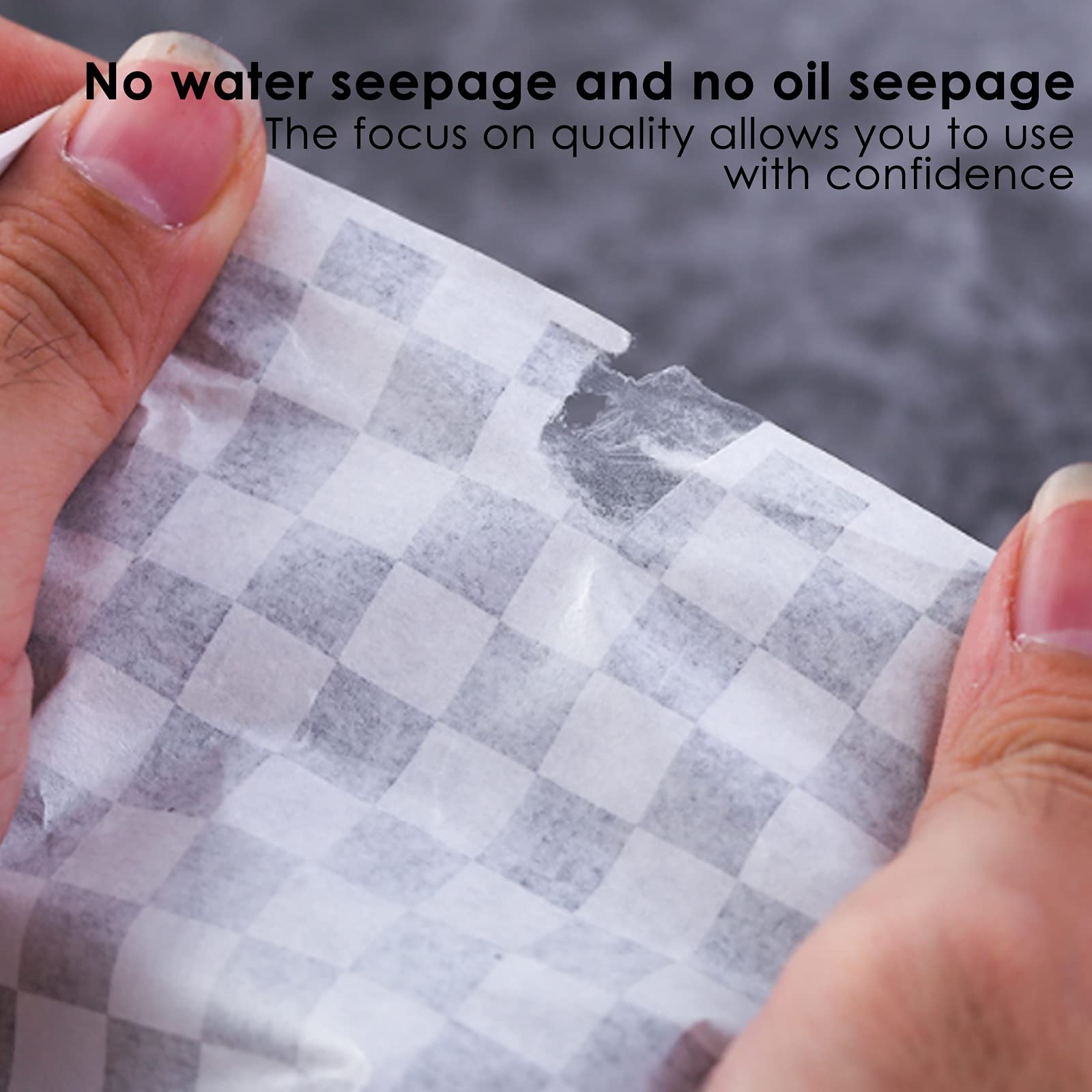 Premium Food Wrapping Tissue Paper - 200pcs Black Plaid Deli Paper, Greaseproof & Wax Paper for Bread, French Fries, Sandwiches - 11.81x11.81 Inches - Ideal for Restaurants, Bakeries, Food Trucks & Home Kitchen Use