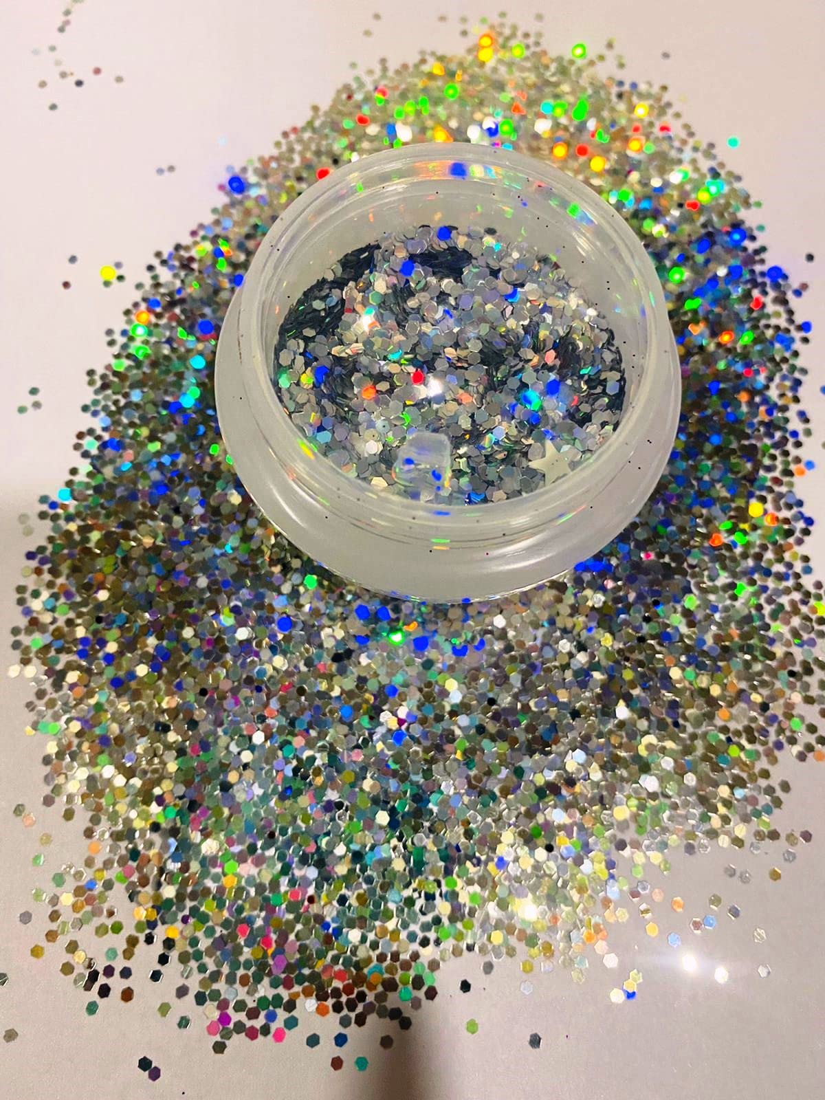 Premium Mahir Silver Holo Chunky Glitter - Nail Art, Makeup & Craft Supplies for DIY Beauty, Cosmetics & Creative Projects - Perfect for Nail Designs, Face Gems & DIY Decorations