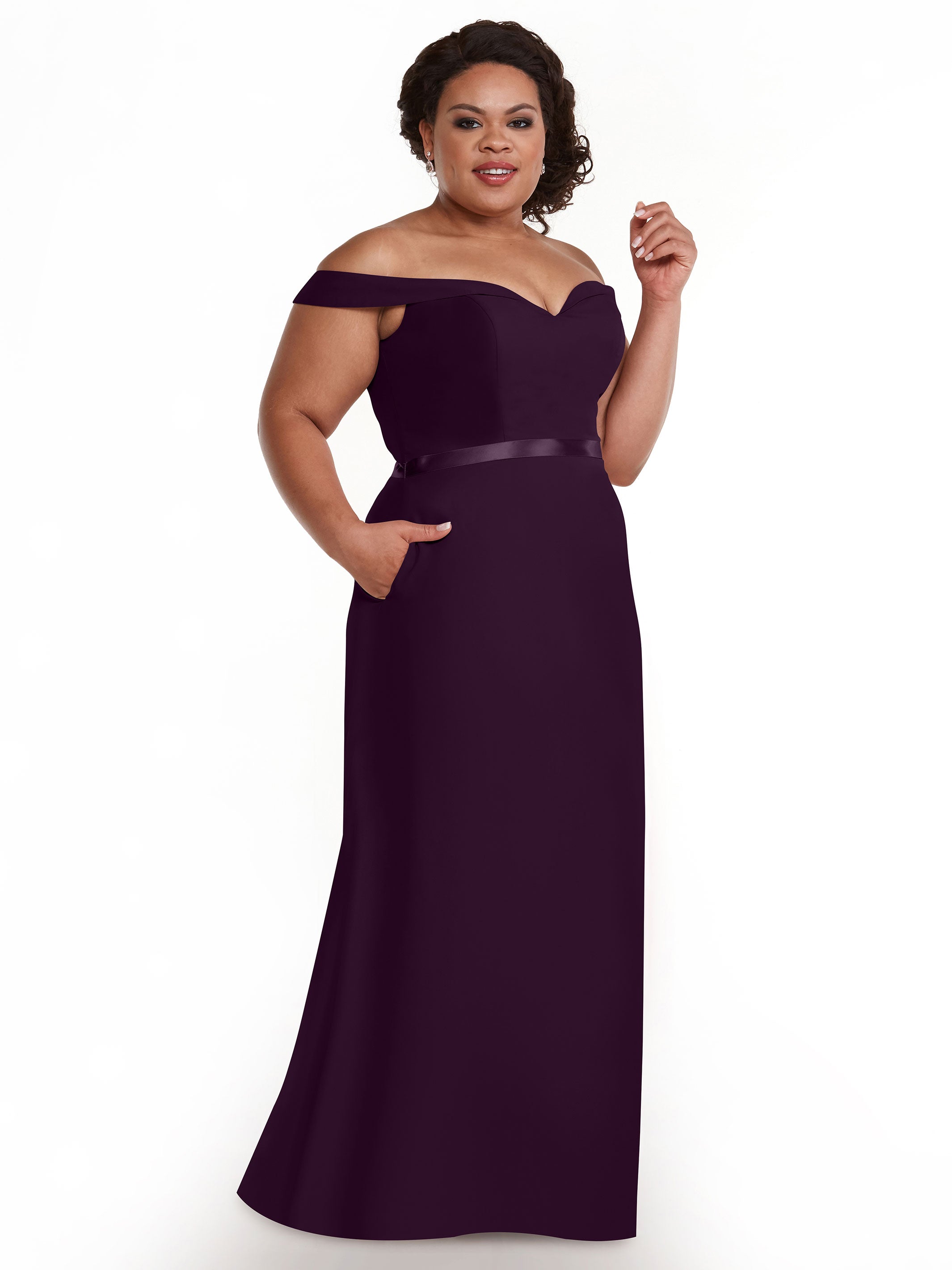 Elegant Off-the-Shoulder Chiffon A-Line Bridesmaid Dress with Sash - Perfect for Weddings, Formal Events & Special Occasions