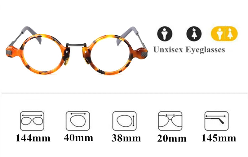 Aimee Unisex Full Rim Round Acetate Titanium Eyeglasses 141501 - Lightweight & Durable Frame for Reading, Work, and Everyday Use