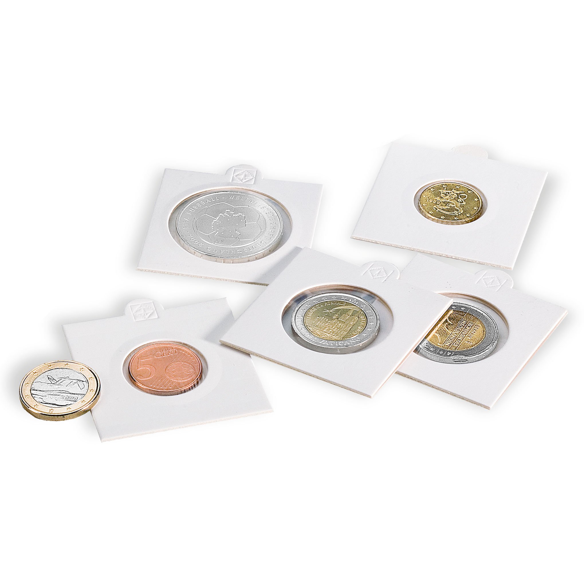 Leuchtturm 335303 Matrix Coin Frame 30mm – Self-Adhesive Writable Coin Holders – 100pcs White – Perfect for Coin Collectors, Scrapbooking & DIY Projects