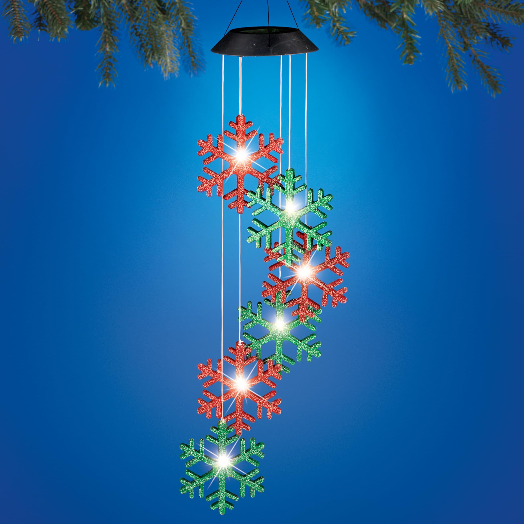 Solar Powered Holiday Snowflake Garden Mobile - Outdoor Christmas Decorations for Yard, Patio & Garden - Perfect for Winter Holiday Party & Seasonal Home Decor