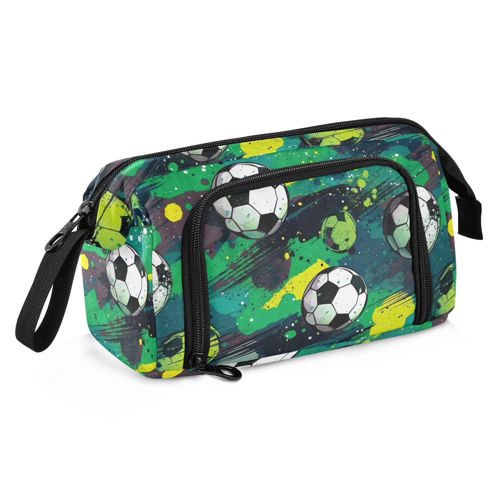 Premium Flying Soccer Ball Design Large Capacity Pencil Case - Portable Pen Organizer with Multiple Compartments for School, Office & Travel | Perfect for Teens, Girls, Boys & Adults | Back to School Supplies, College Essentials & Work Stationery Accessories