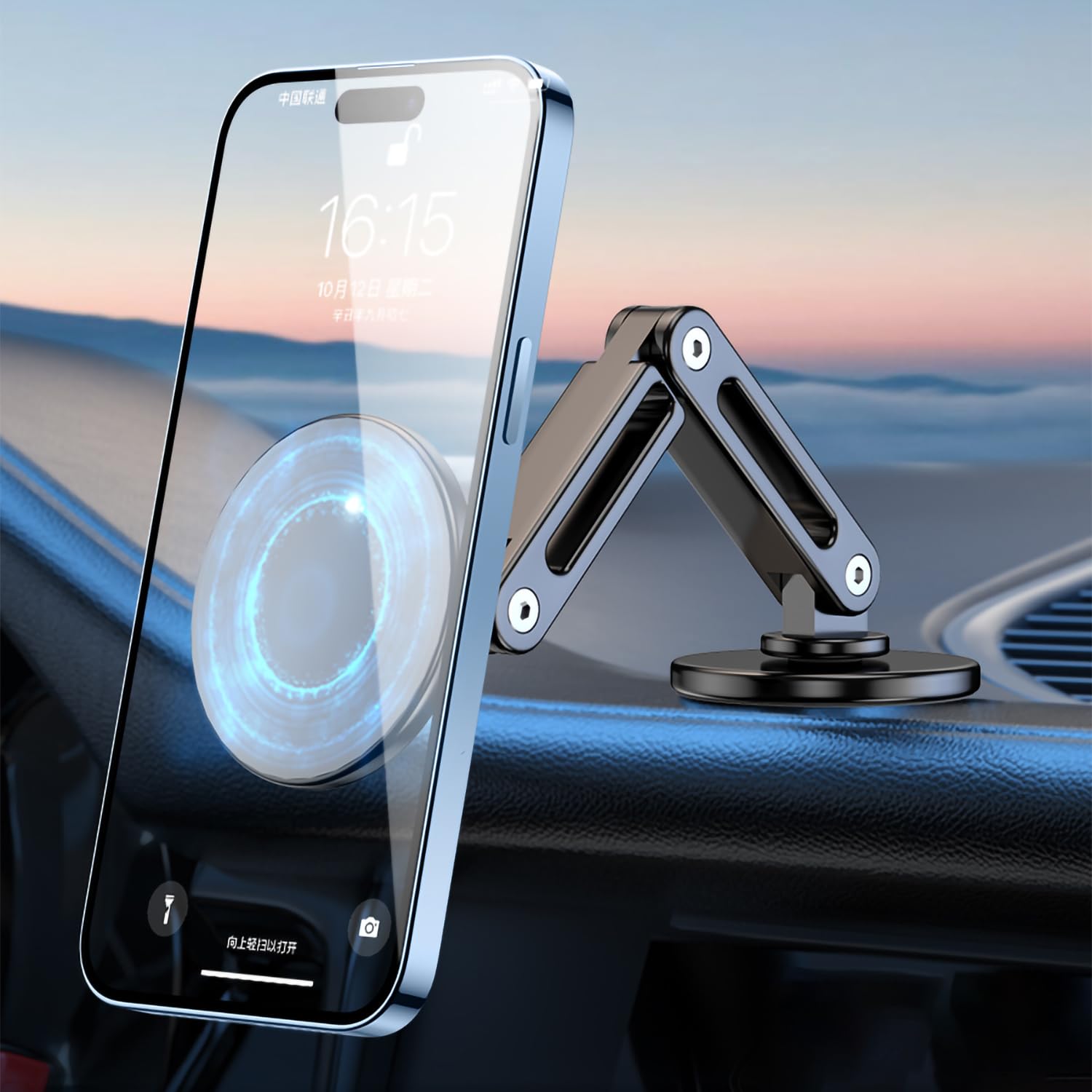 **YTT Magnetic Phone Holder for Car - 360° Rotating Metal Upgrade MagSafe Mount for iPhone 14/13/12 Pro Max & All Smartphones (Black) | Secure Hands-Free Driving & Easy Navigation**