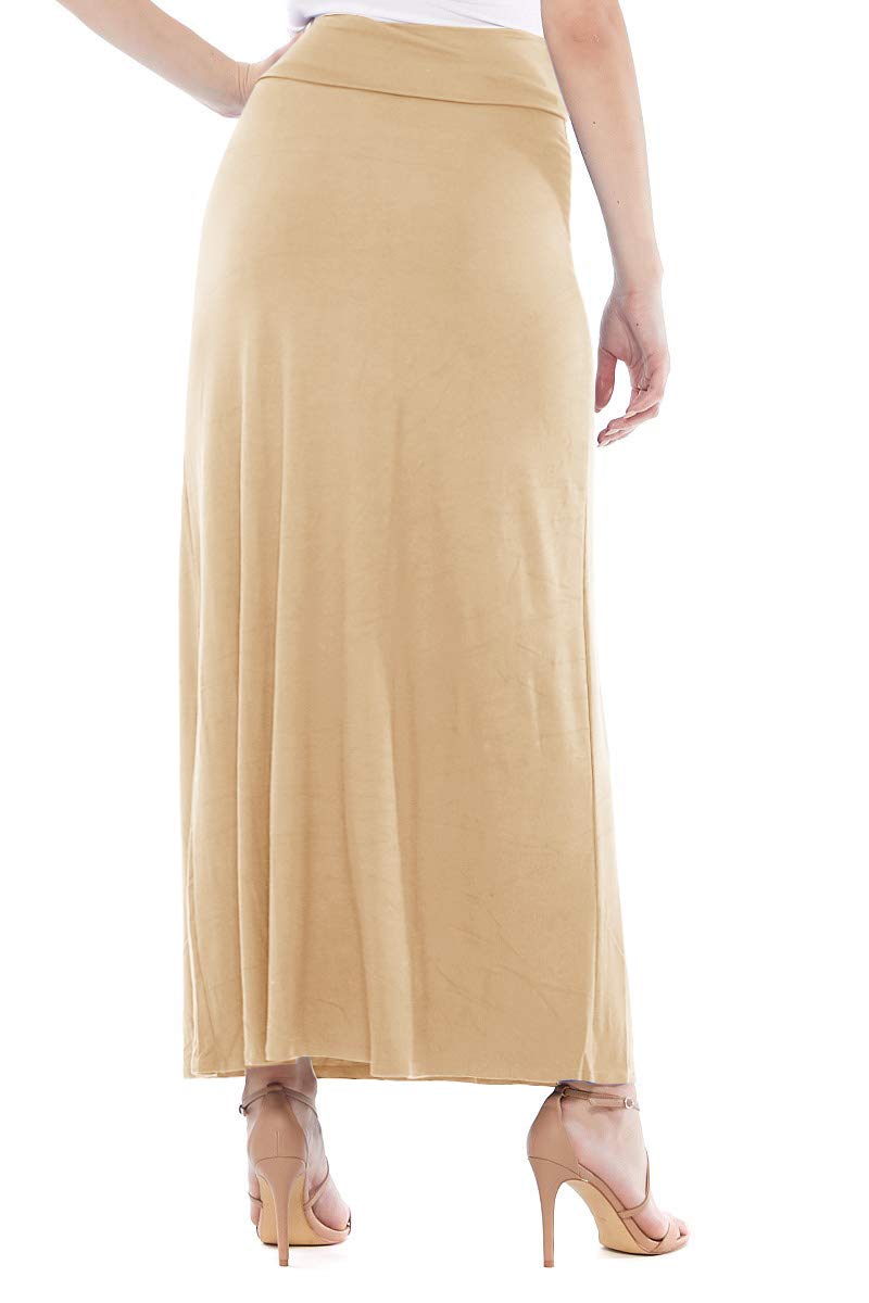 FashionJOA Women's Stretchy Flowy Maxi Skirt with Elastic Waistband - Comfortable & Stylish Summer Beach Skirt for Casual Wear, Vacations & Boho Outfits