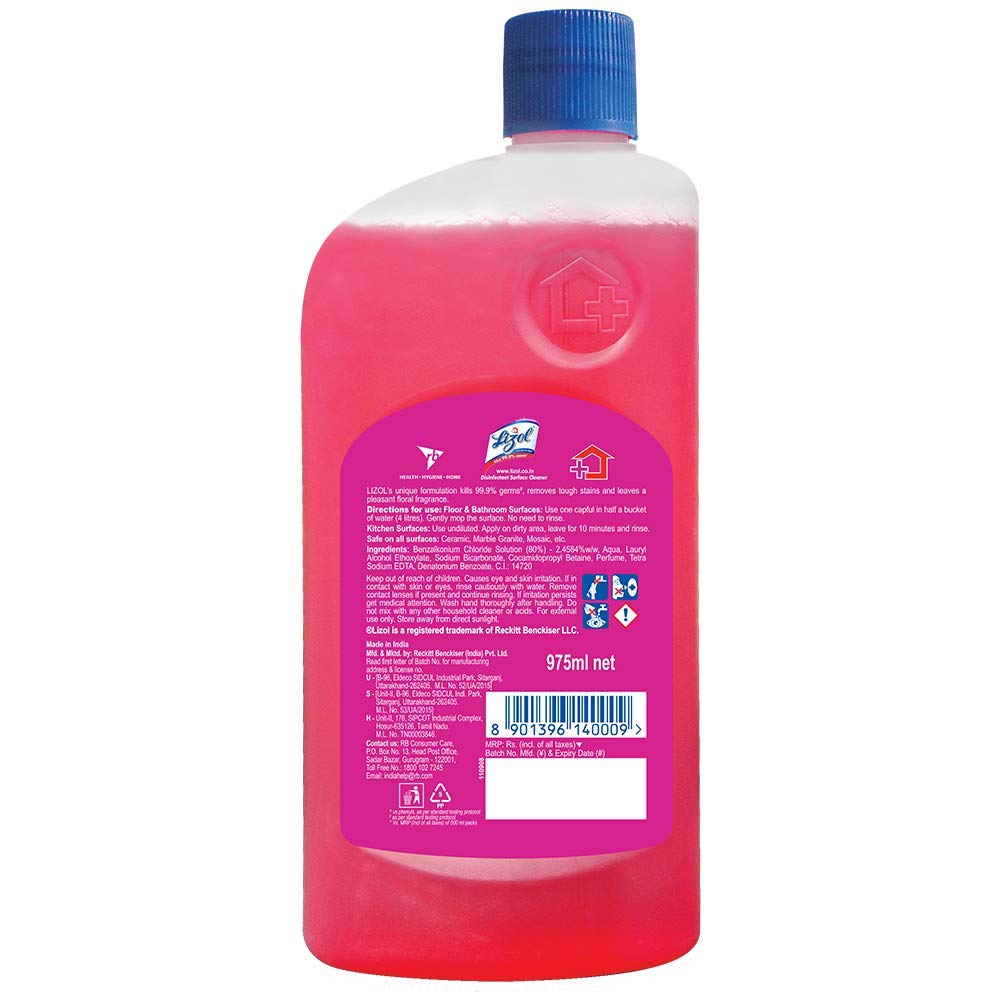 Lizol Disinfectant Surface & Floor Cleaner Liquid, Floral Scent - 975ml | Lizol Kitchen Power Cleaner Spray - 450ml | Multi-Purpose Cleaning for Home, Kitchen & Bathroom
