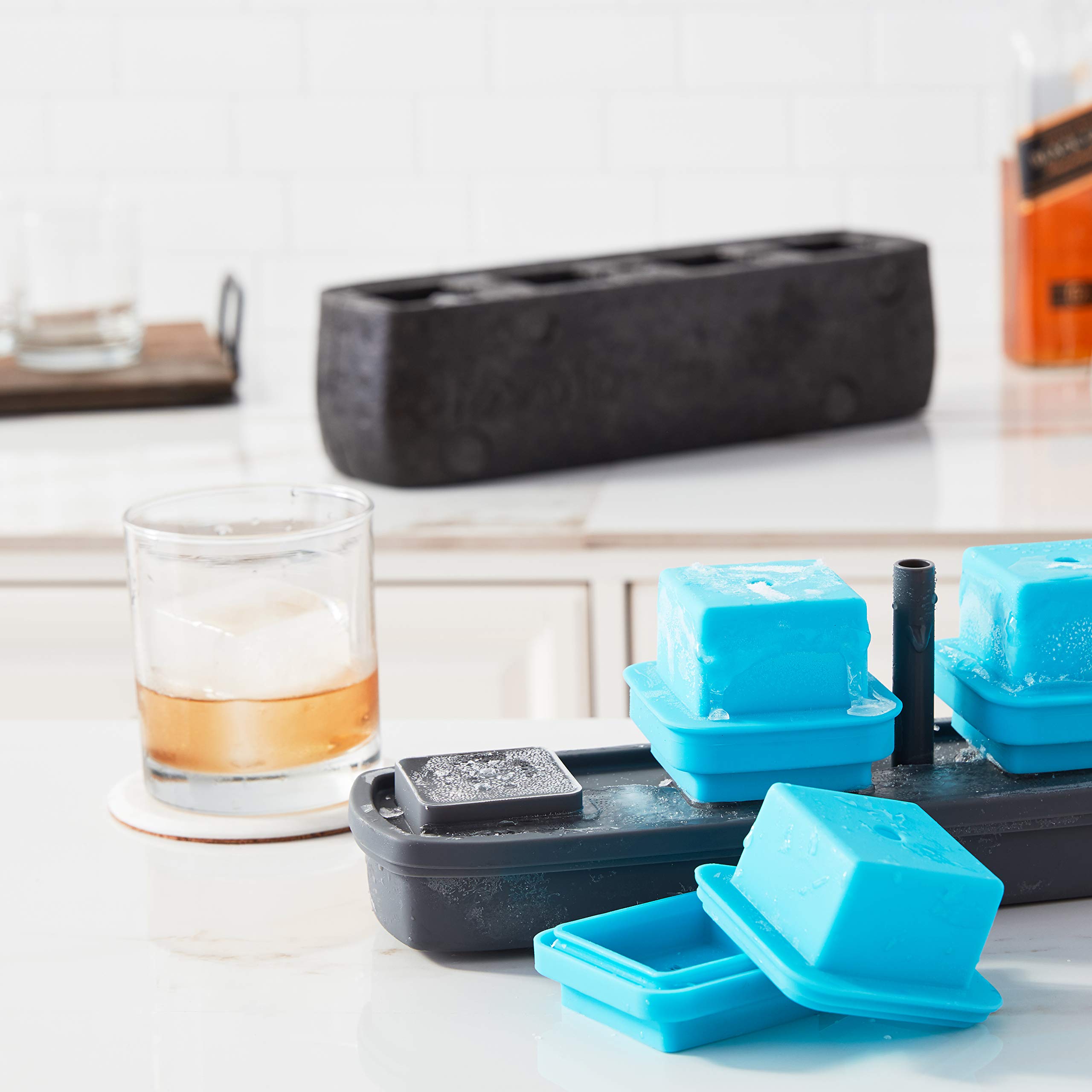 Tovolo King Cube Ice Mold System - Set of 4 Molds for Crystal Clear 2 Inch Ice Cubes | Perfect for Whiskey, Cocktails, Bourbon & Chilling Drinks | Home Bar, Party & Entertaining Essential