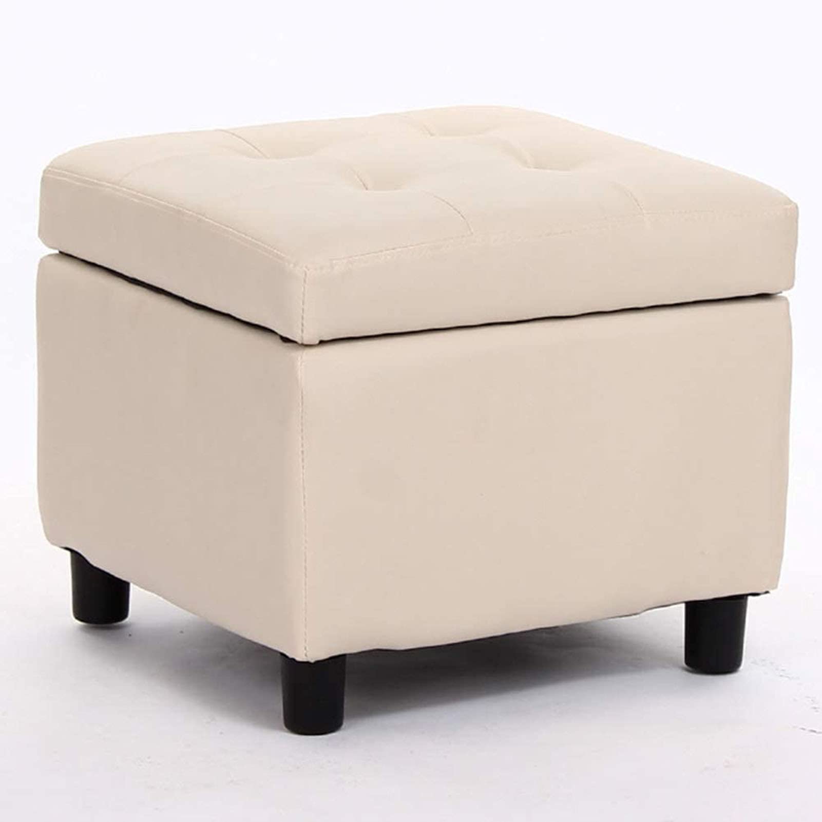 HHXX Upholstered Storage Ottoman Bench - 18x18x15 Inch Solid Wood Cube Footstool with Leather Cover, Multi-Functional Pouf Seat for Living Room, Bedroom & Entryway - Perfect as Shoe Stool, Coffee Table or Extra Seating