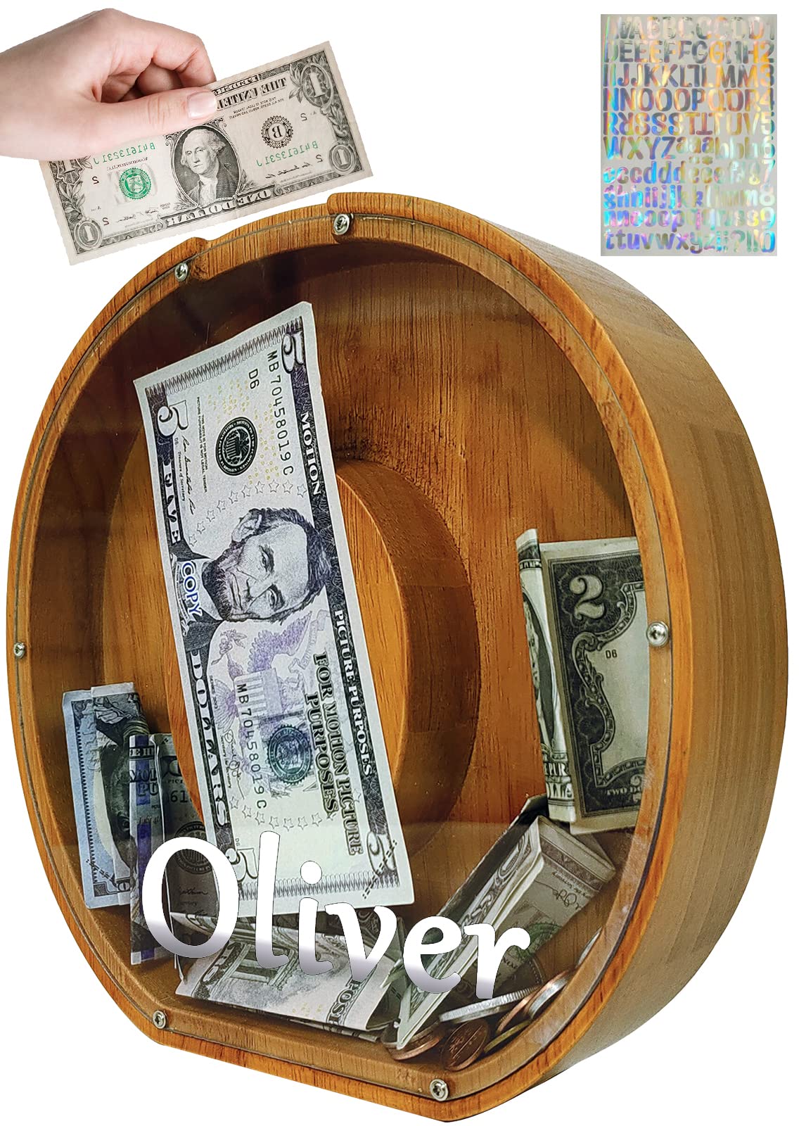 Personalized DIY Piggy Bank for Kids & Adults - 9.1 Inch Large Money Saving Bank with Laser Stickers | Unique Gift for Boys, Girls & Toddlers | Perfect for Birthday, Christmas & Home Decor (Ceramic)