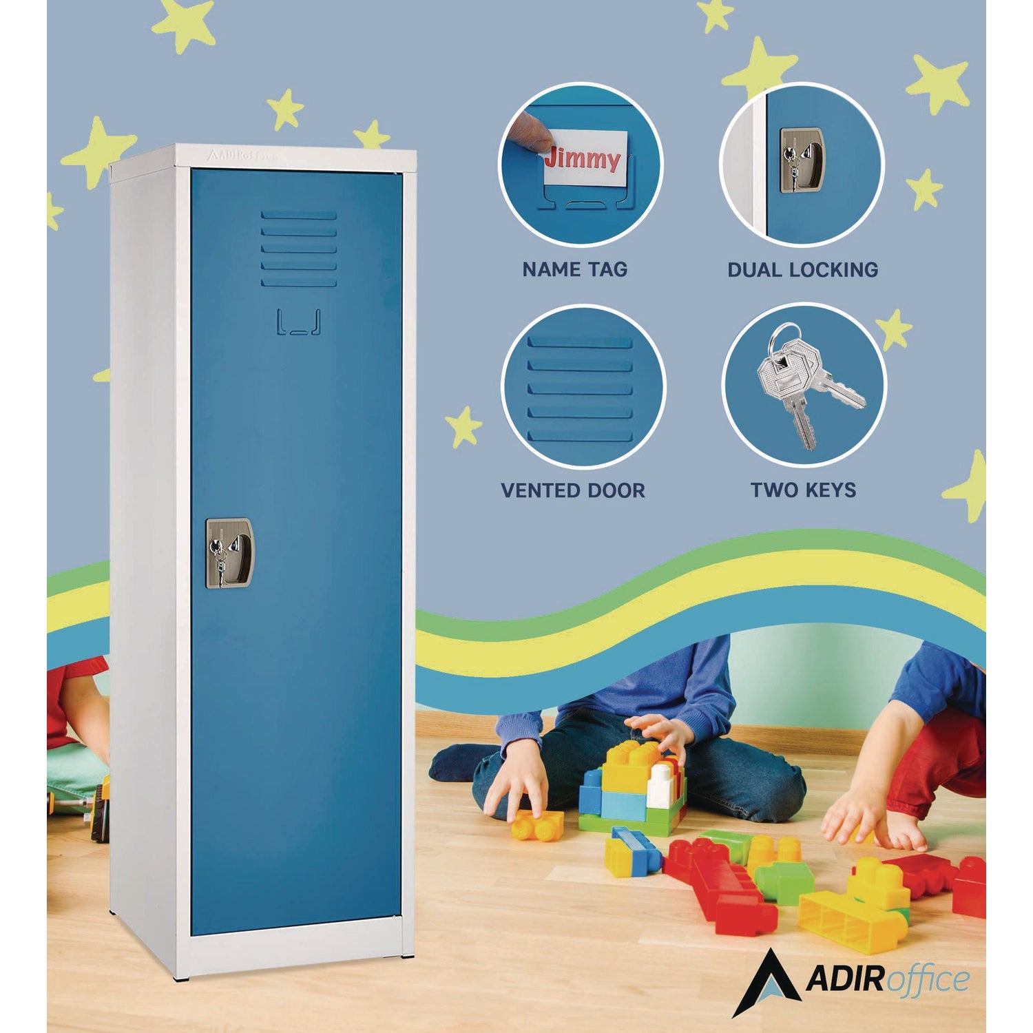 AdirOffice Steel Storage Locker - 1 Compartment Metal Locker Cabinet (15