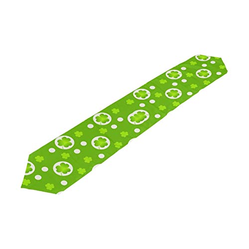 Lucky Clover St. Patrick's Day Table Runner - 13x70 Inch Green Polyester Table Decor for Dining Room, Kitchen, Party & Holiday Decorations
