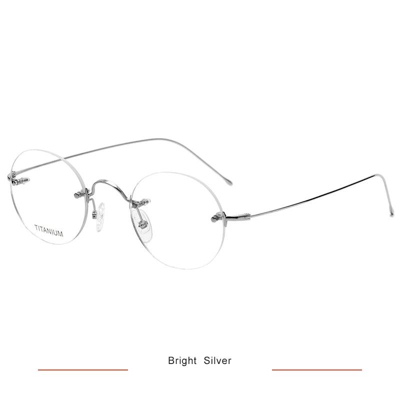 Brightzone Women's Rimless Round Titanium Eyeglasses - Lightweight & Durable Titanium Frame for Everyday Wear | Perfect for Office, Reading & Fashion Accessories
