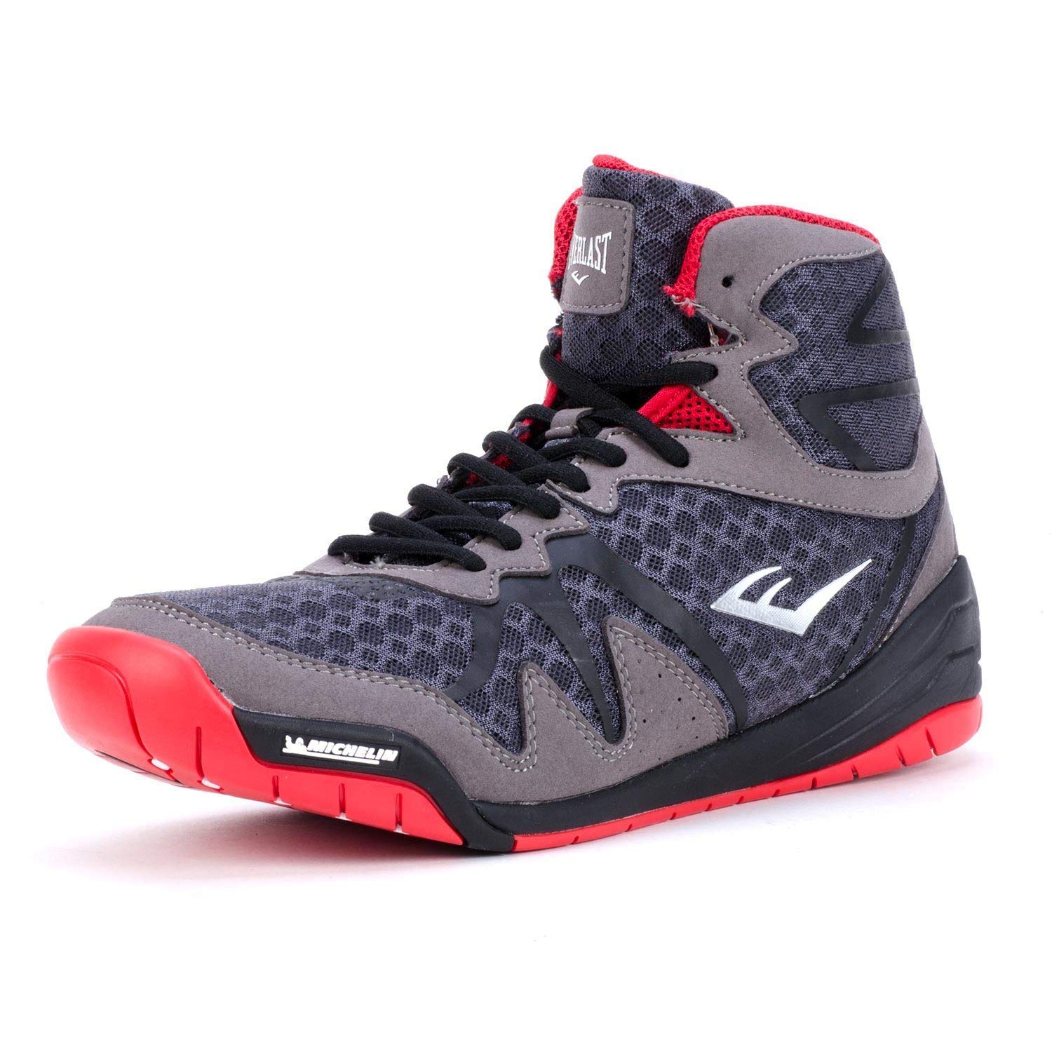 Everlast PIVT Low Top Boxing Shoes for Men - Size 12 Grey/Red | Lightweight Training Footwear for Boxing, MMA & Gym Workouts