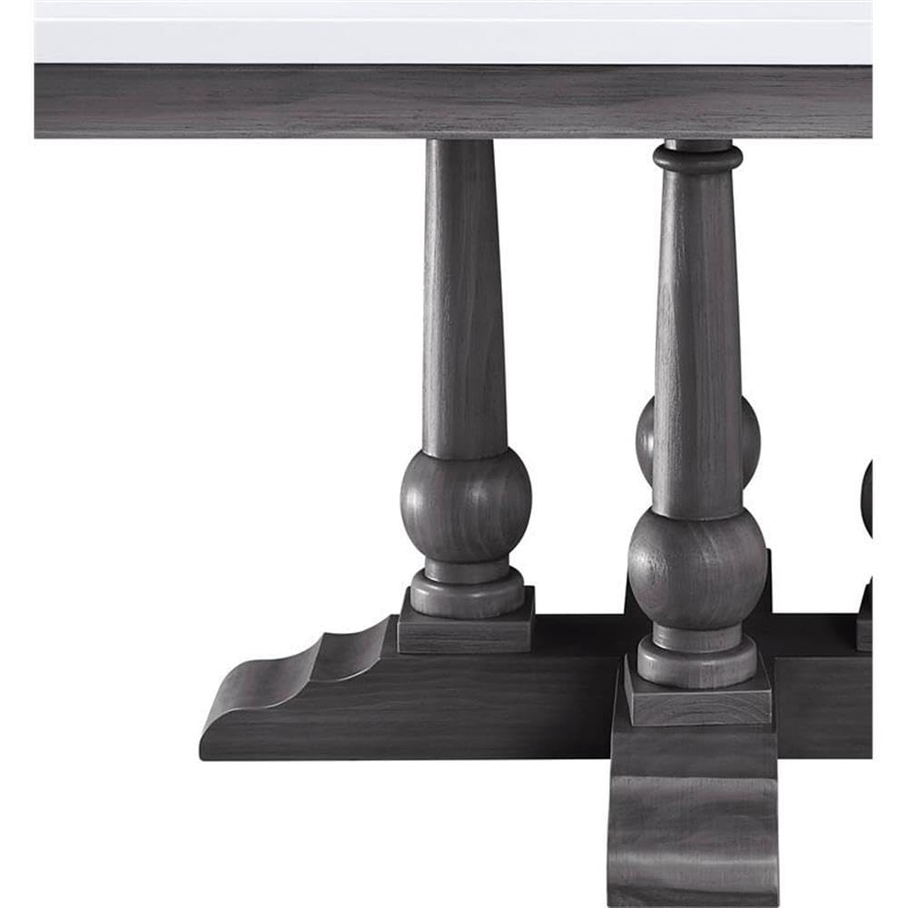 Acme Yabeina White & Gray Oak Artificial Marble Square Dining Table - Modern Kitchen & Dining Room Furniture for Small Spaces
