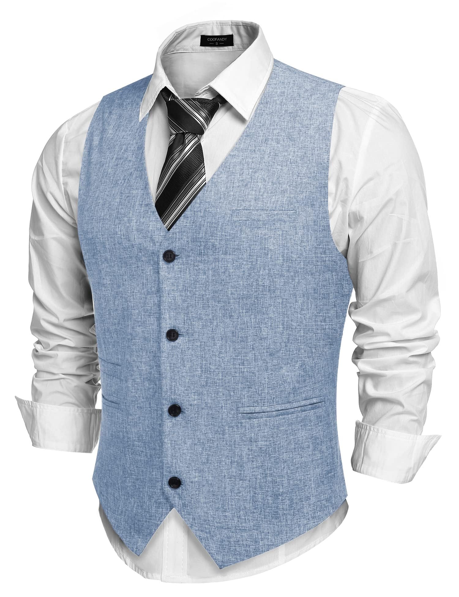 COOFANDY Men's Slim Fit Casual Business Vest - Lightweight Waistcoat for Office, Wedding & Formal Wear | Perfect for Suits, Dress Pants & Business Attire