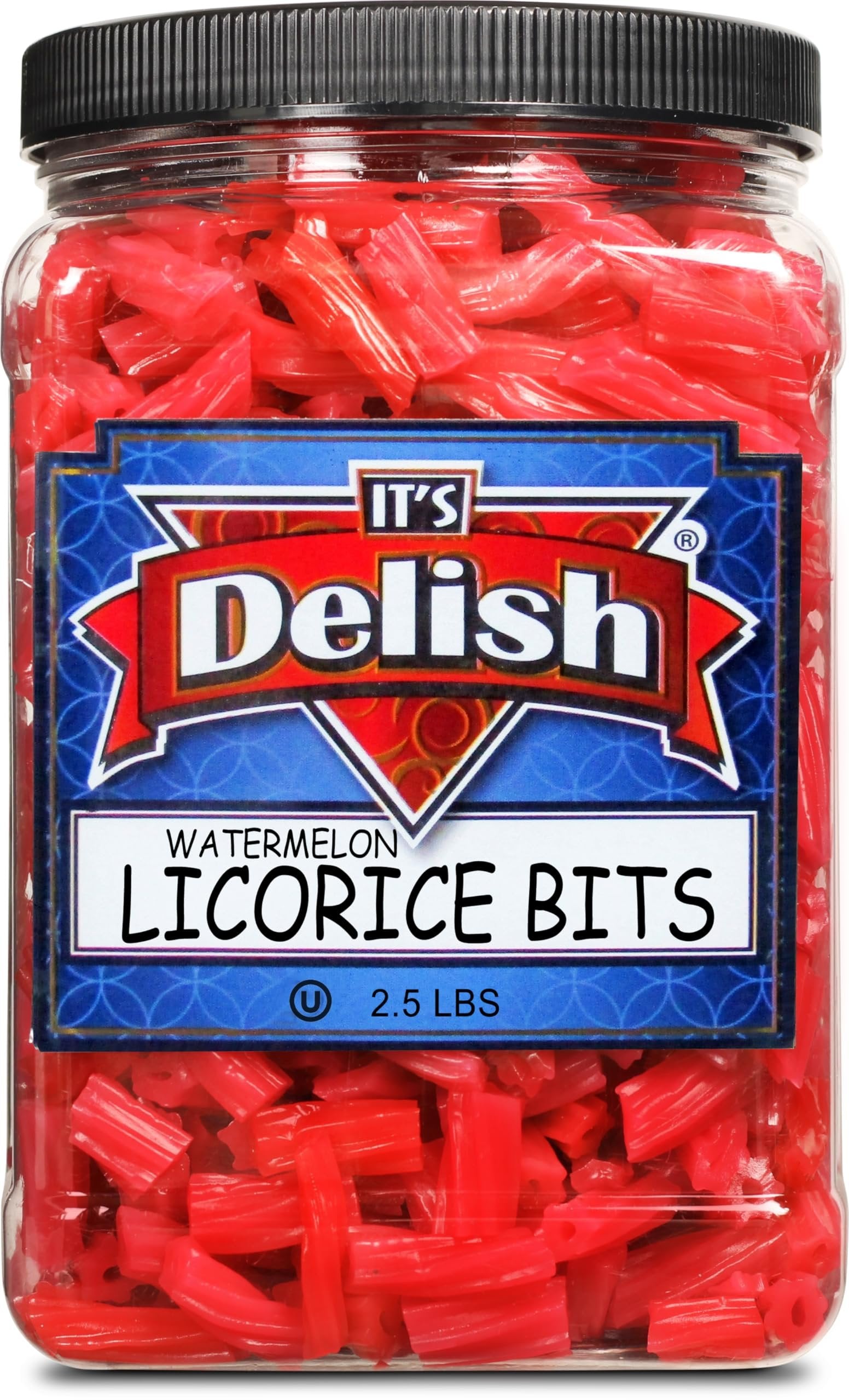 Watermelon Licorice Bits 2.5 LBS (40 Oz) Bulk Candy - Jumbo Resealable Jar for Parties, Movie Nights & Office Snacks