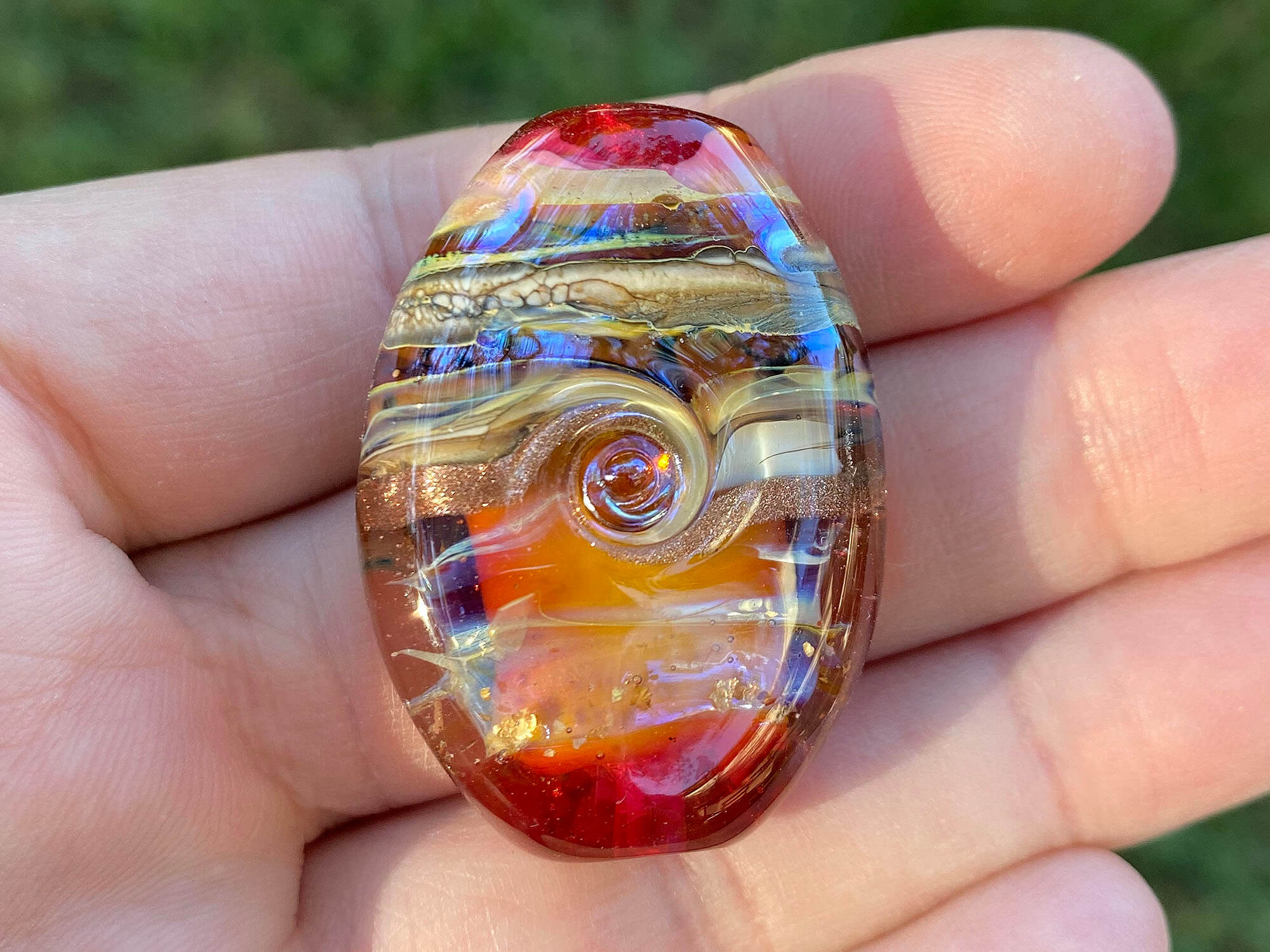 Handmade Pink Sunset Organic Lampwork Glass Focal Bead for Jewelry Making - DIY Necklace, Bracelet & Earrings - Perfect for Boho, Hippie & Artisan Designs
