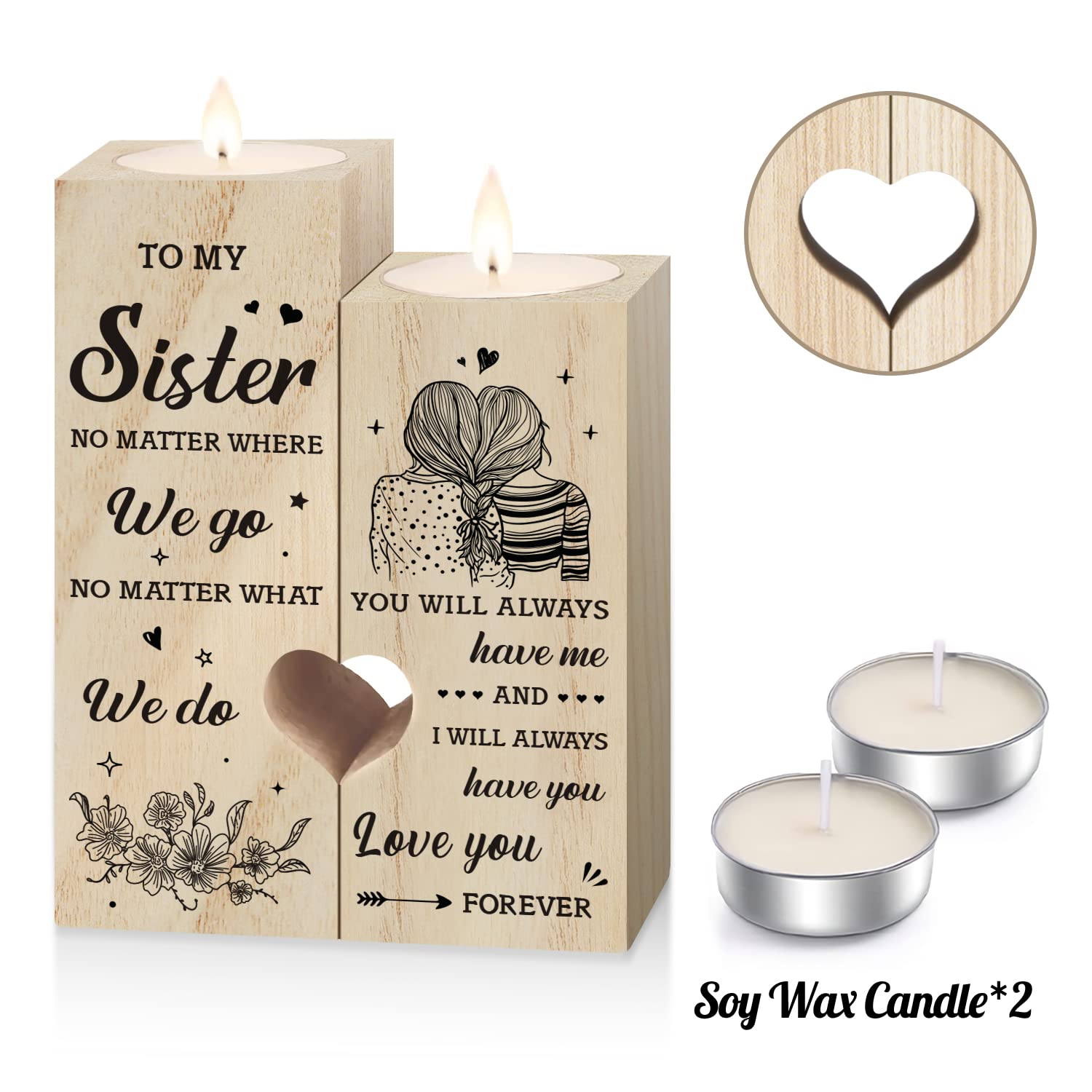 Heart-Shaped Candle Holders - Perfect Sister Gifts for Mother's Day, Birthday, Graduation, Christmas, Wedding & Thank You - Elegant Home Decor for Romantic Dinners, Spa Nights & Special Celebrations