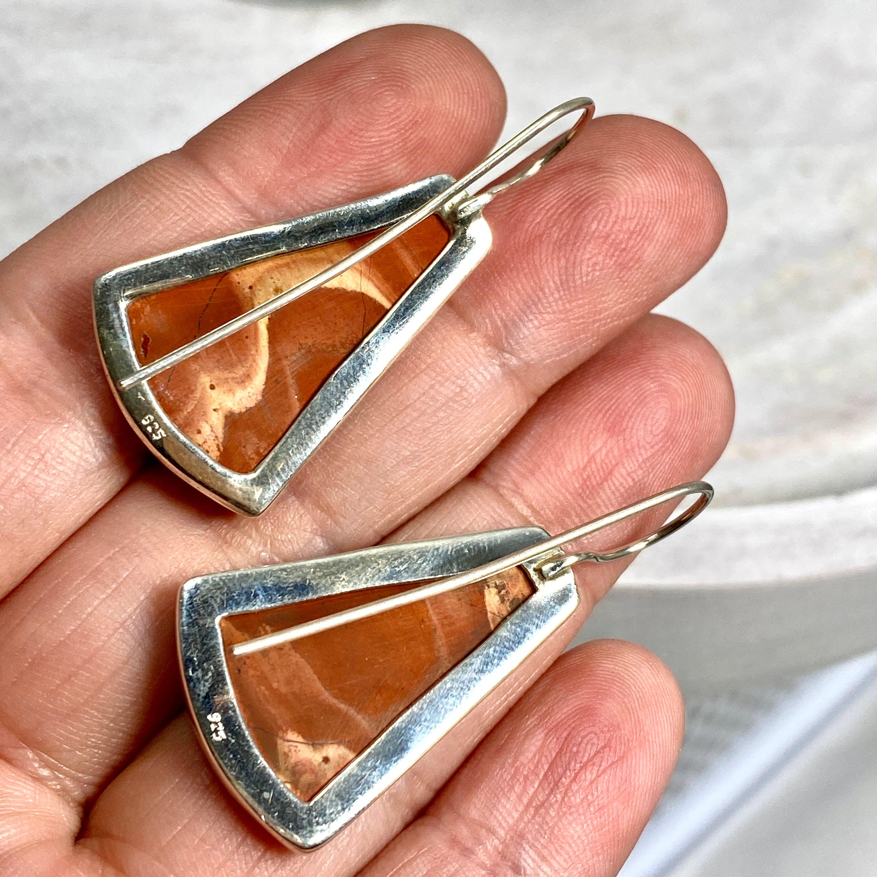 Natural Red Jasper Fixed Hook Earrings KEGJ1247 - Elegant Boho Jewelry for Women, Perfect for Everyday Wear & Special Occasions