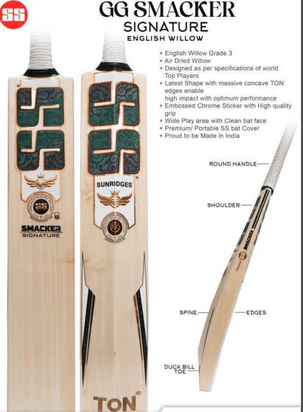 Premium SS GG Smacker Signature Adult Cricket Bat - High Performance for Professional & Recreational Play - Perfect for Matches, Training & Backyard Games