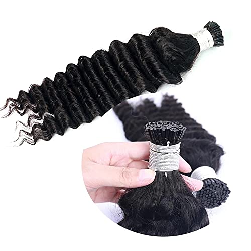Deep Wave I-Tip Hair Extensions for Black Women | 100% Brazilian Virgin Remy Hair | 30-Inch Curly Microlink Extensions | Bulk Pack for Natural Look & Styling Versatility | Perfect for Weddings, Parties & Everyday Glam