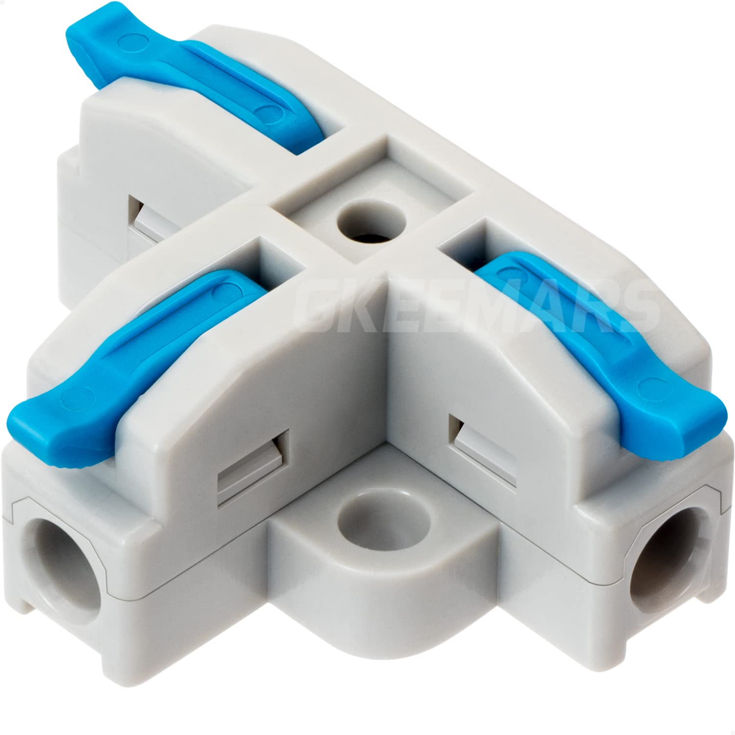 GKEEMARS 20Pcs 3 Way T Tap Wire Connectors - Quick Splice Push-in Electrical Connectors for AWG 24-12 Gauge Wires (Blue) - Ideal for Automotive, Home Wiring & DIY Electrical Projects