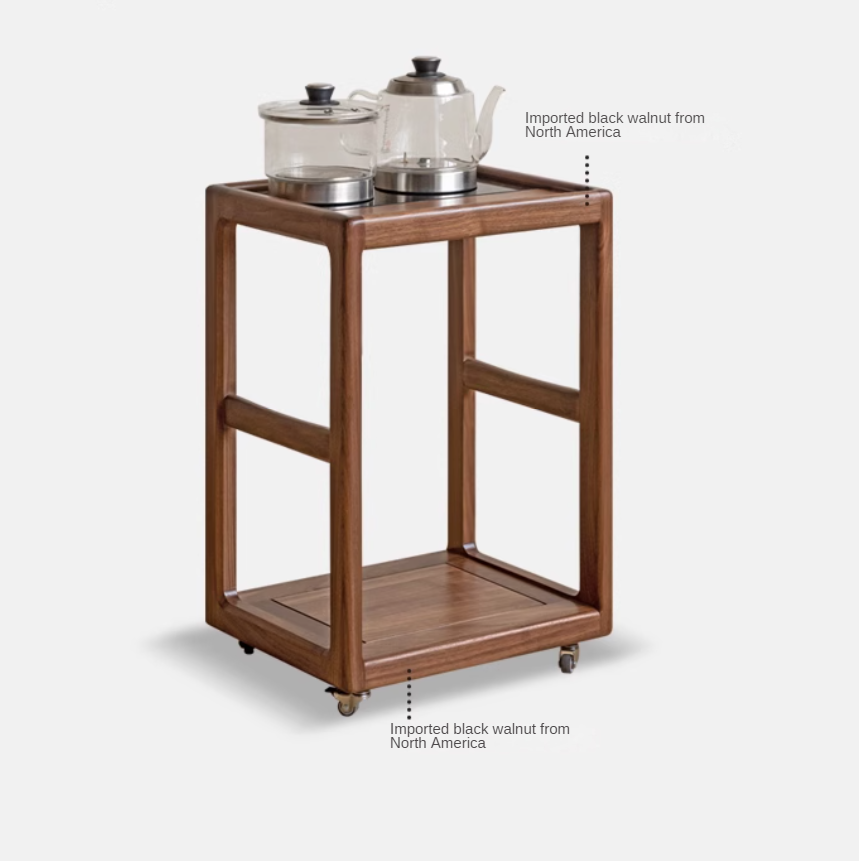 Premium Black Walnut Solid Wood Removable Side Table - Rustic End Table with Sturdy Metal Legs for Living Room, Bedroom, or Outdoor Patio Use