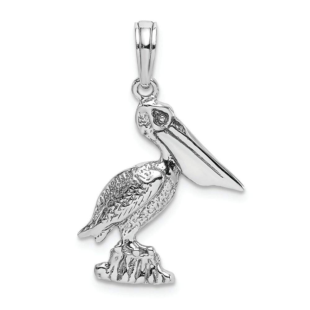 14K White Gold White Pelican Standing Charm Pendant - Elegant Jewelry Gift for Women, Perfect for Birthdays, Anniversaries & Special Occasions