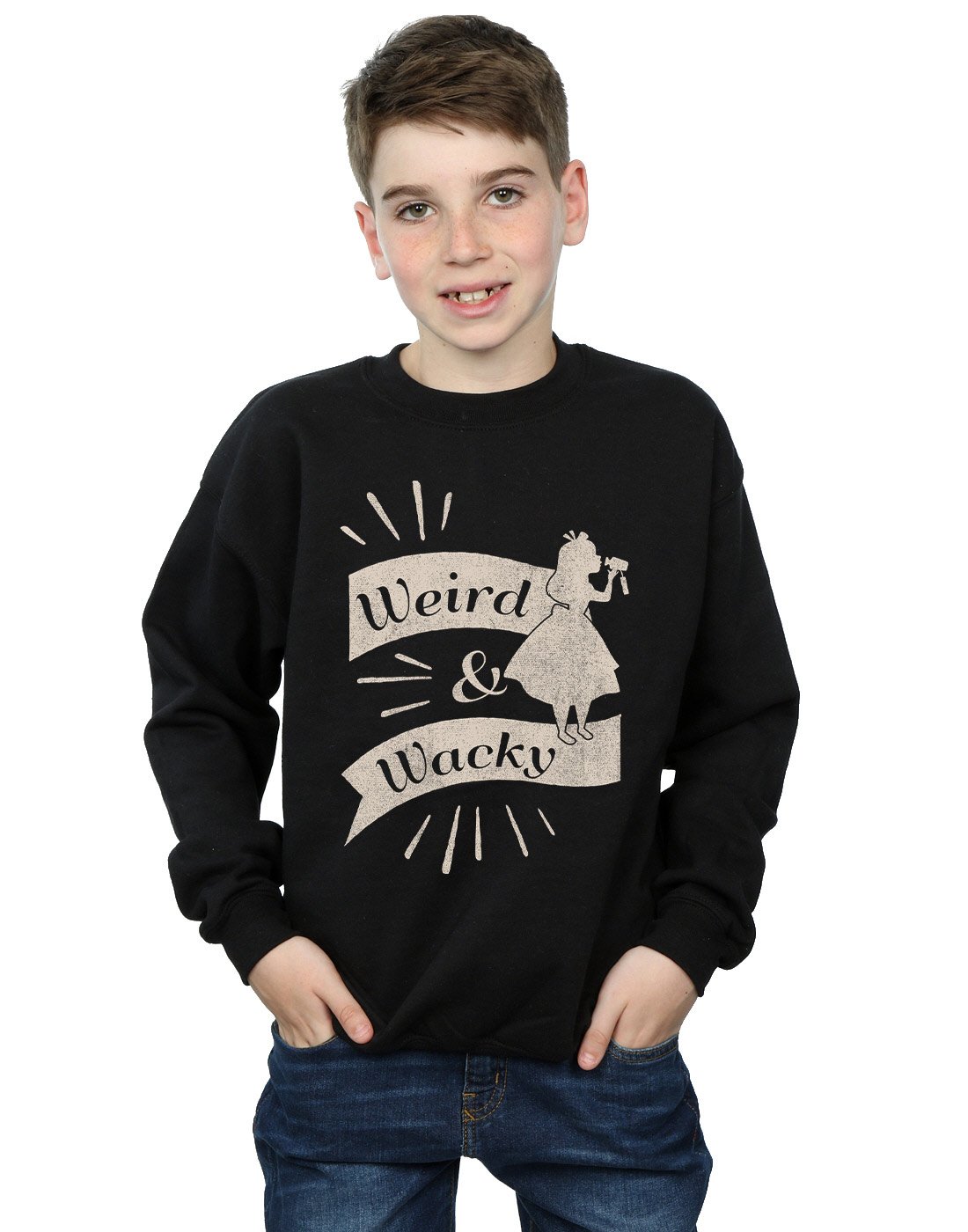 Disney Boys Alice In Wonderland Weird and Wacky Sweatshirt - Cute Cartoon Character Hoodie for Kids, Perfect for Birthday Gifts & Themed Parties