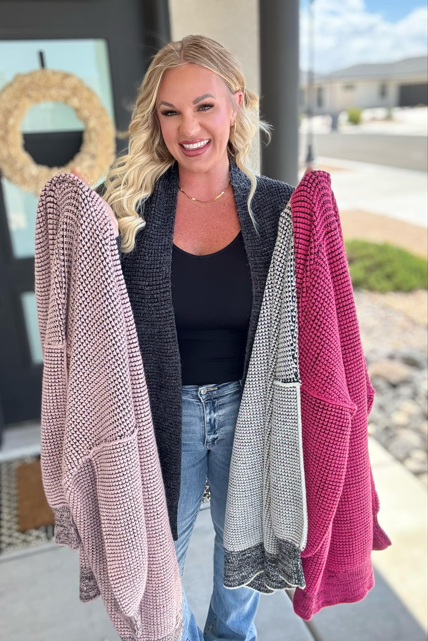 PREORDER: Stylish Contrast Trim Knit Cardigan for Women - 4 Color Options | Cozy Fall & Winter Layering Essential