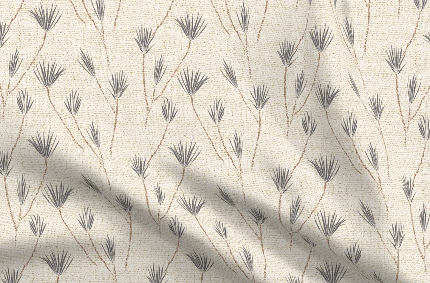 Neutral Palm Desert Boho Woven Cactus Botanical Printed Minky Fabric by The Yard - Earth Tone Woven Look Fabric for Sewing Baby Blankets, Quilt Backing & Plush Projects - Soft DIY Home Decor & Nursery Textiles