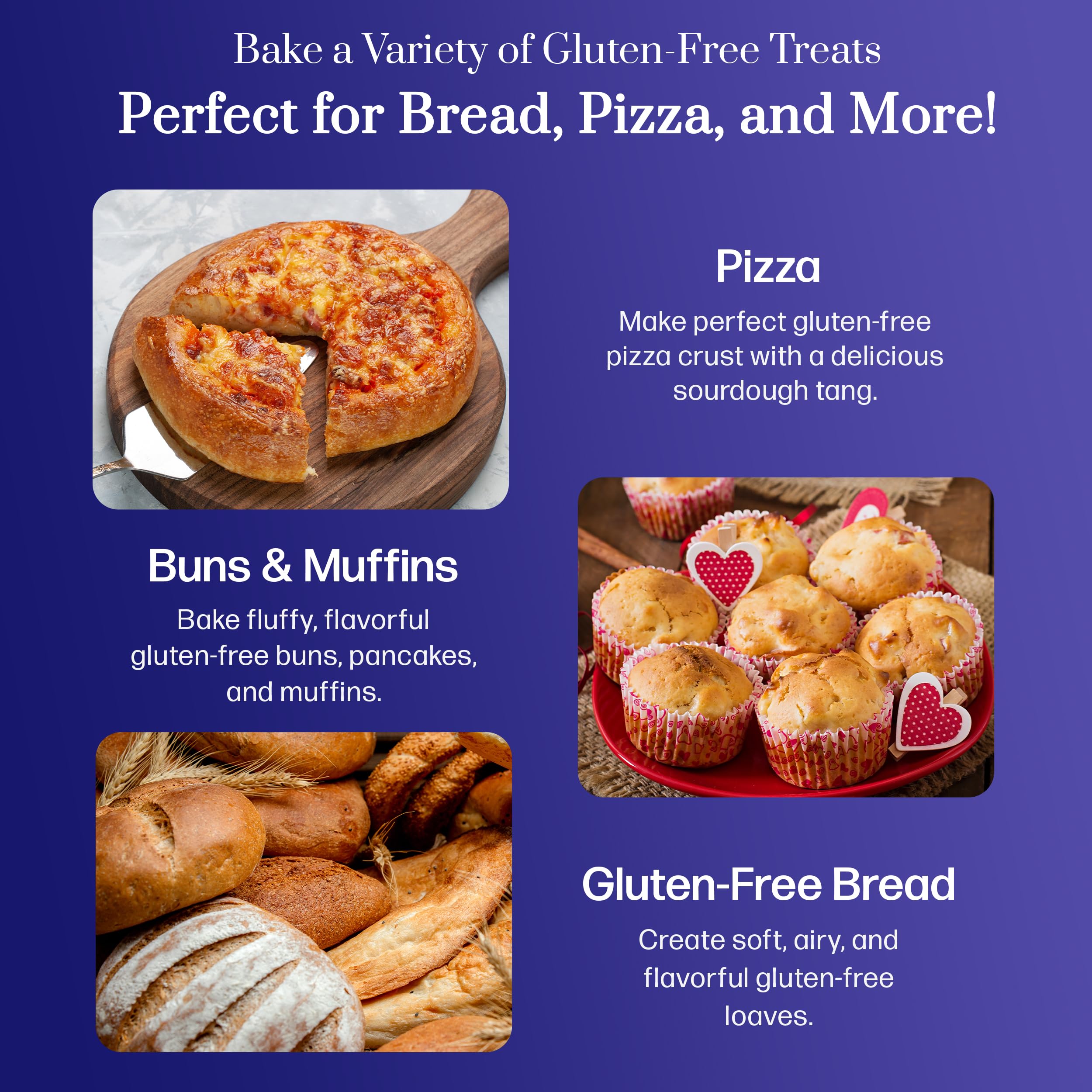 Organic Gluten Free Sourdough Starter Kit - Dehydrated Heirloom Style for Baking Bread, Pizza, Buns, Pancakes & Muffins | Easy to Use with Step-by-Step Instructions | Perfect for Home Bakers & Gluten-Free Diets