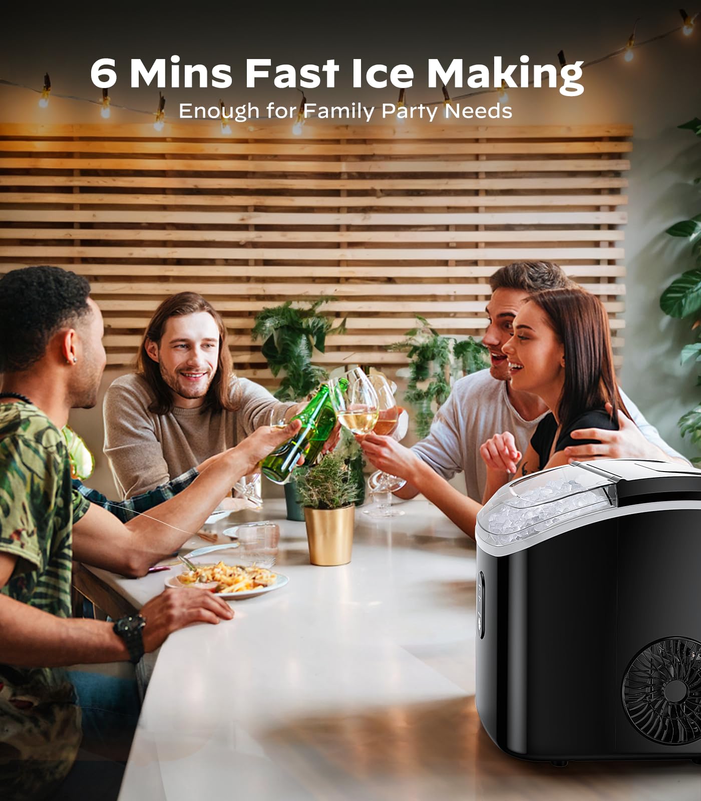 Portable Countertop Nugget Ice Maker with Self-Cleaning Function - 33 lbs Chewable Pellet Ice Production in 24 Hours - Perfect for Home Kitchen, Parties, Camping & Office Use - Sonic Style Ice Machine for Drinks, Cocktails & Beverages