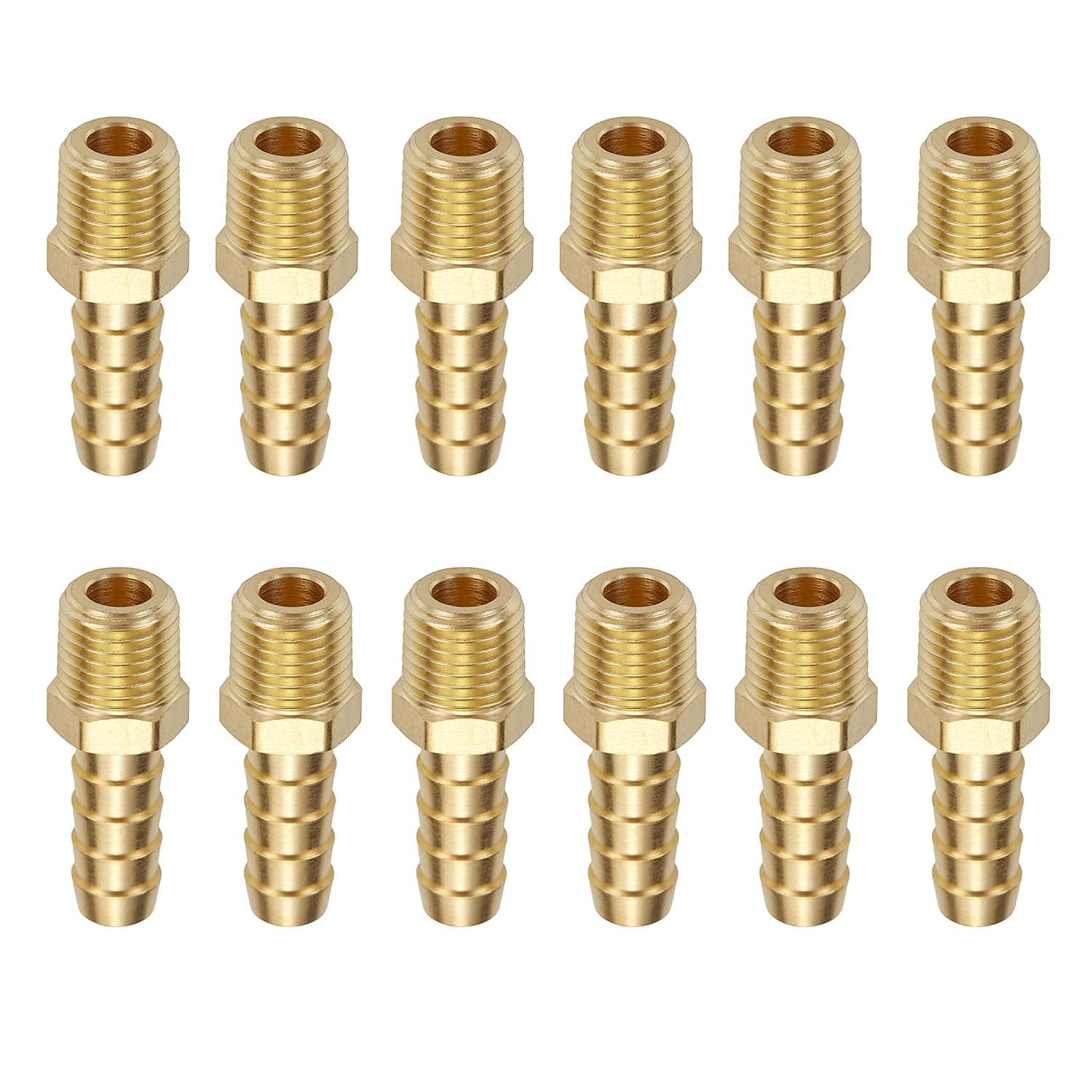 12-Piece Solid Brass Pipe Fittings - 1/4