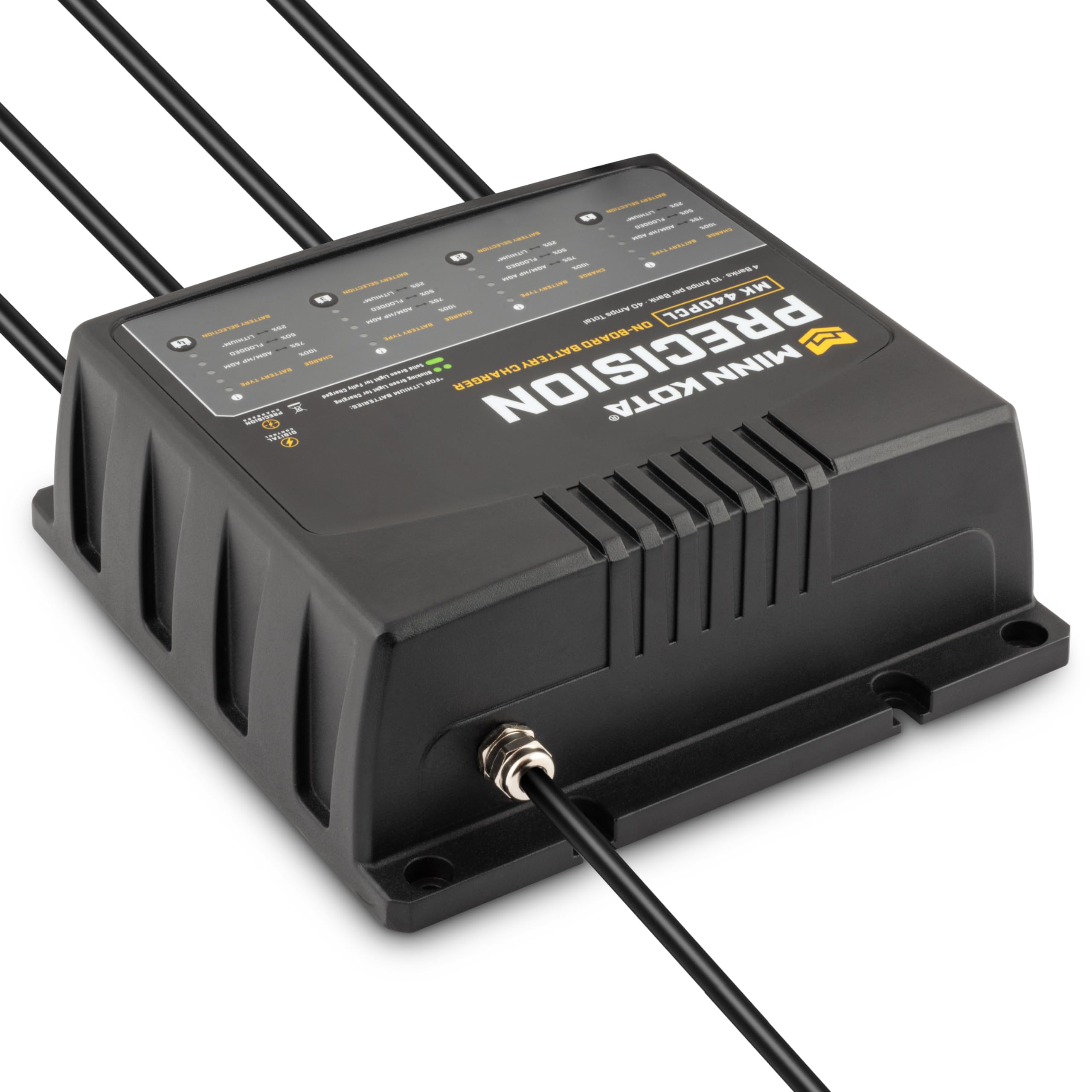 Minn Kota Precision Charger MK 440 PCL - 4 Bank 10A Marine Battery Charger for Boats, Trolling Motors & Watercraft | Fast Charging & Maintenance Mode