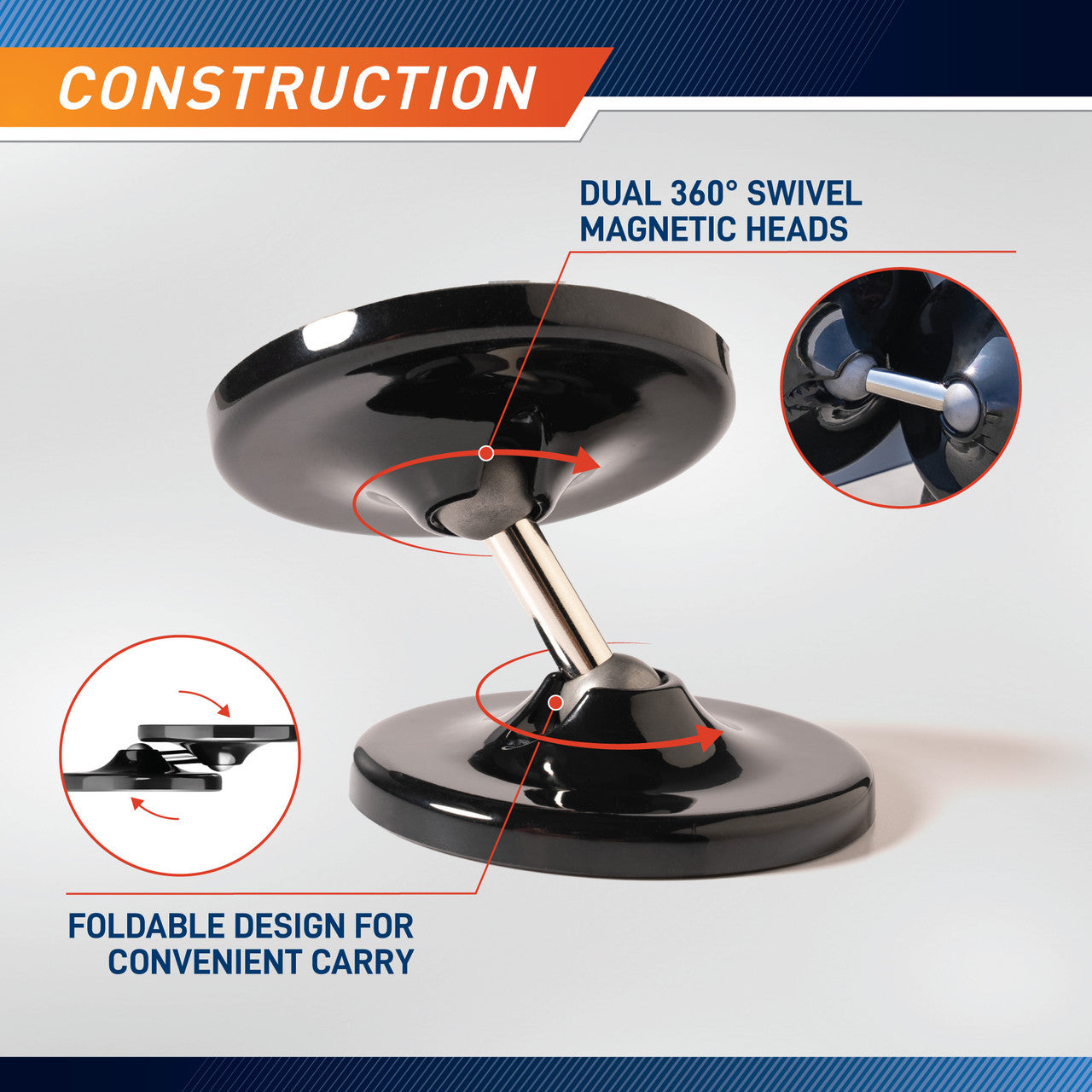 Marcy Magnetic Phone Mount with Dual Rotating Heads - Strong Hold for Car, Office & Home Use - Universal Compatibility for iPhone, Samsung & Smartphones