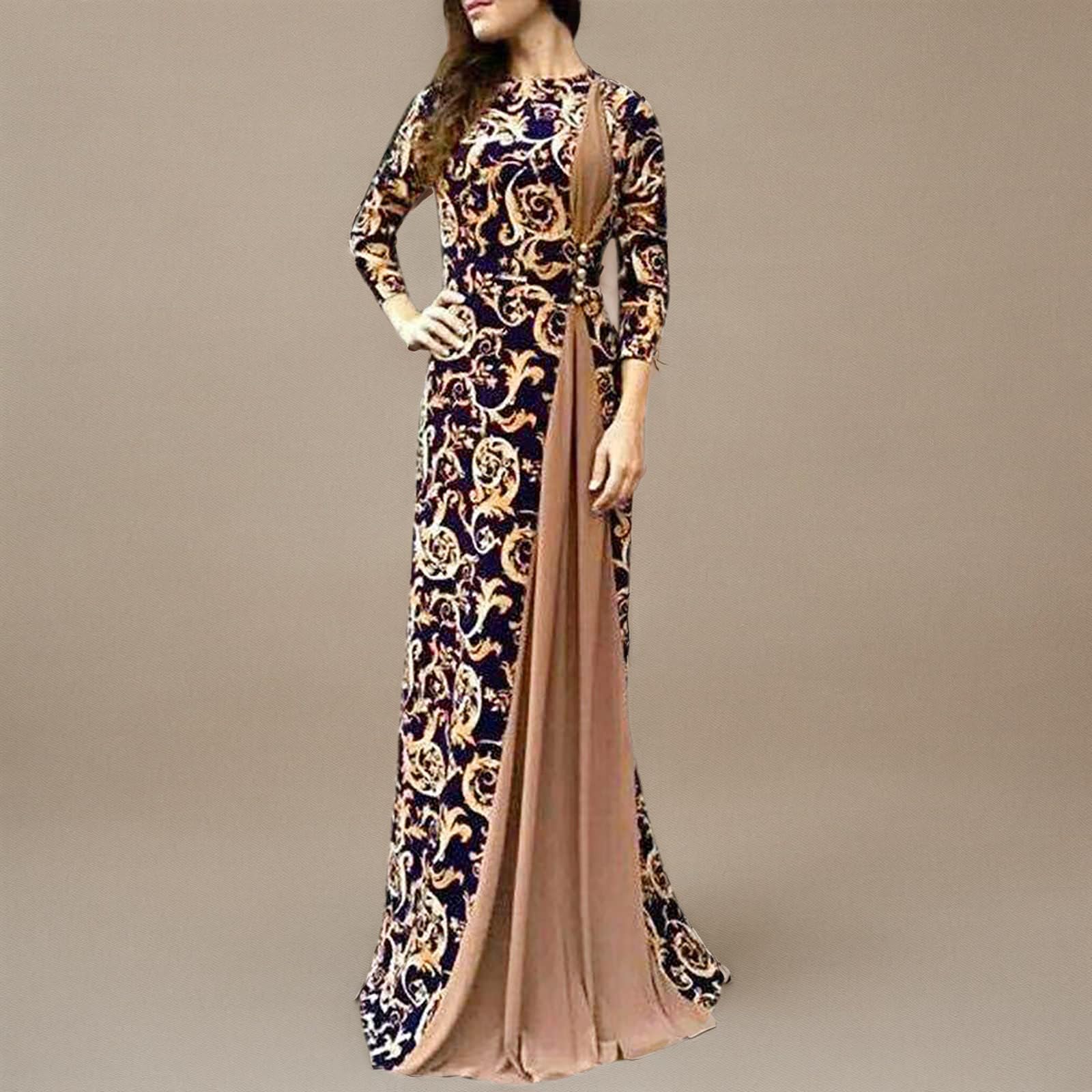 SERYU Women's Plus Size Floral Maxi Dress - Long Flowy Muslim Islamic Dress for Prayer, Eid, Wedding & Casual Wear