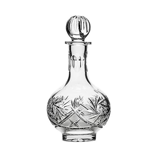 Premium Russian Cut Crystal Vodka Set - 12 Oz Carafe Decanter & 6 Vintage Crystal Shot Glasses for Home Bar, Parties & Gifts