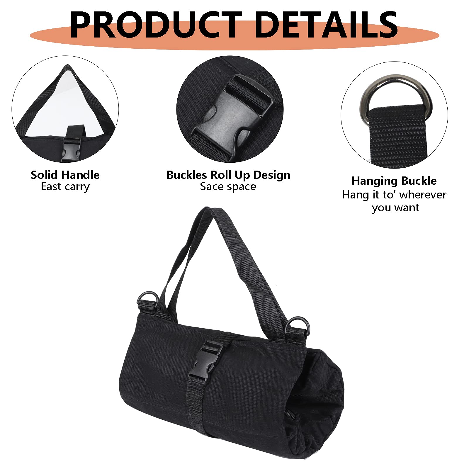 Super Roll Tool Organizer - Multi-Purpose Canvas Tool Bag, Wrench Roll & Car First Aid Kit Wrap | Durable Storage Case for Mechanics, Camping Gear & DIY Projects | Hanging Zipper Tote for Easy Access & Organization