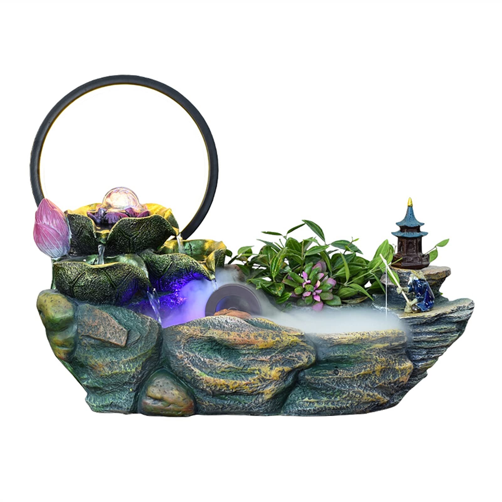 Jinyi2016SHOP Resin Waterfall Fountain - Desktop Waterfall Decor, Humidifier & Bonsai Decoration for Office & Home | Zen Relaxation, Feng Shui, and Stress Relief
