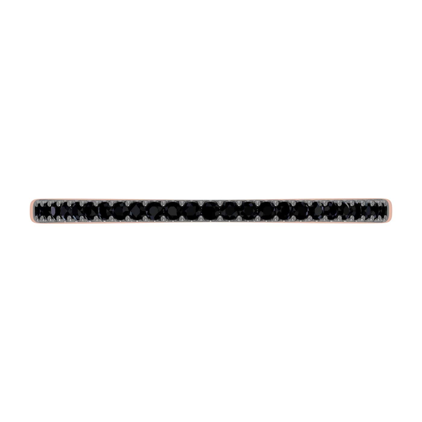 0.08 Carat (ctw) 10K Gold Round Black Diamond Women's Dainty Stackable Ring for Anniversary, Wedding & Everyday Wear - Elegant Jewelry Gift for Her
