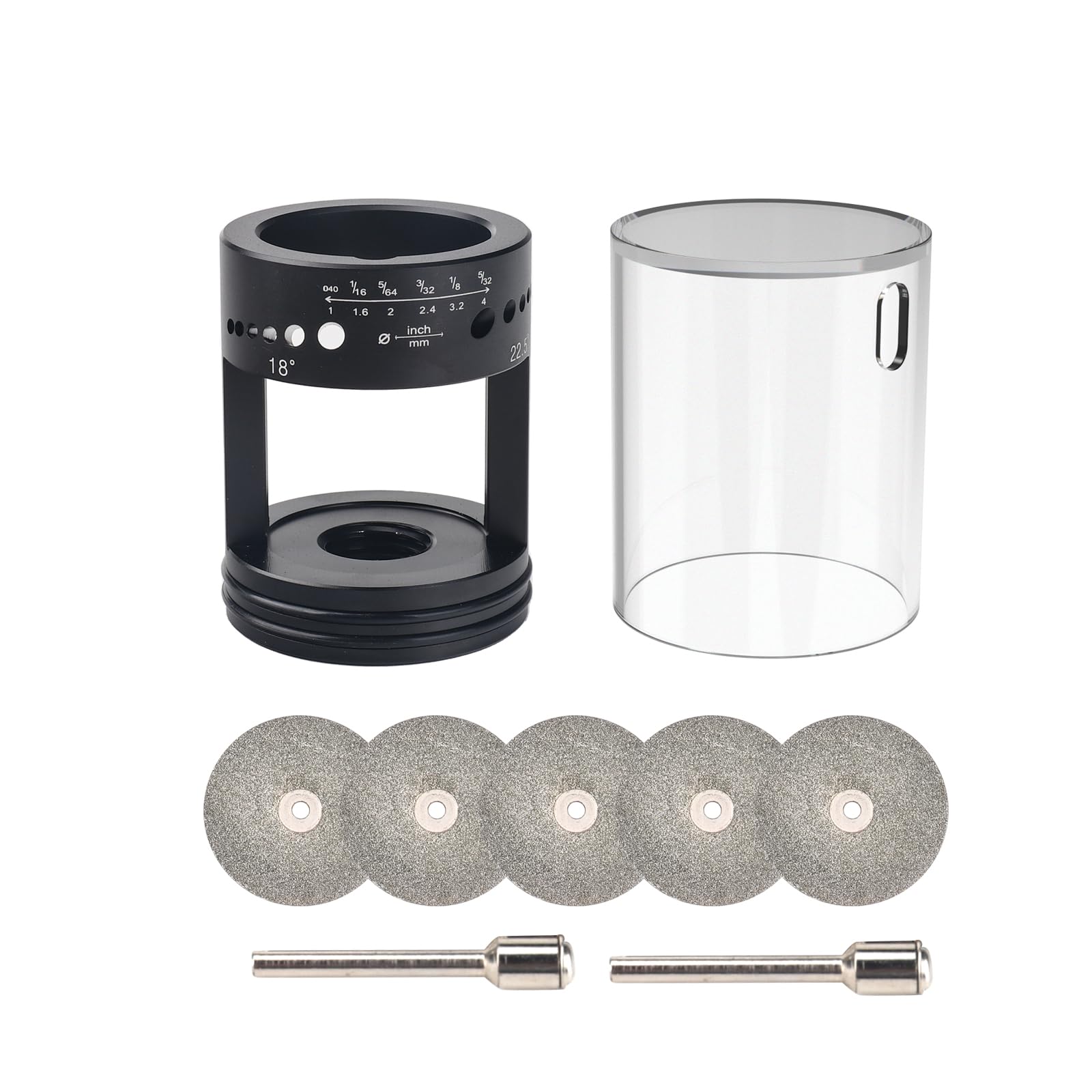Premium TIG Welding Tungsten Electrode Sharpener Grinder - 24 Hole Aluminum Head with 6 Sizes & 4 Angles, Dust Housing, 2 CNC Mandrels & 5 Diamond Wheels - Compatible with Most Rotary Tools - Perfect for Welding, Metalworking & DIY Projects