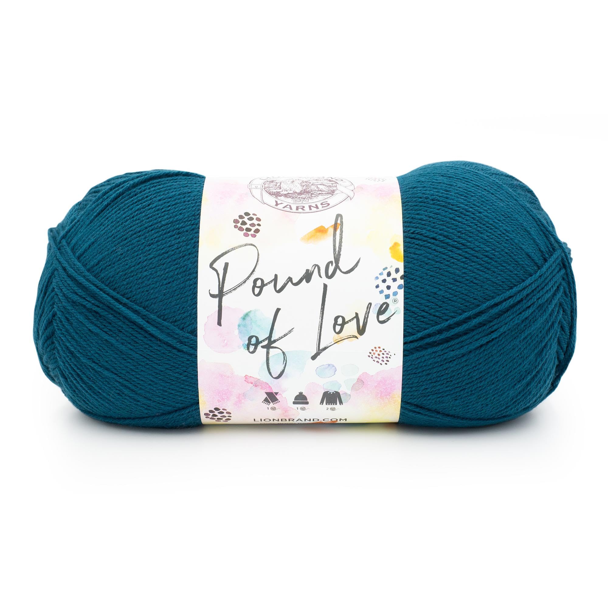 Lion Brand Yarn Pound of Love Yarn - 1 Pack, Cascade - Soft & Durable Knitting Yarn for Sweaters, Blankets & Scarves - Perfect for DIY Crafts & Home Decor Projects