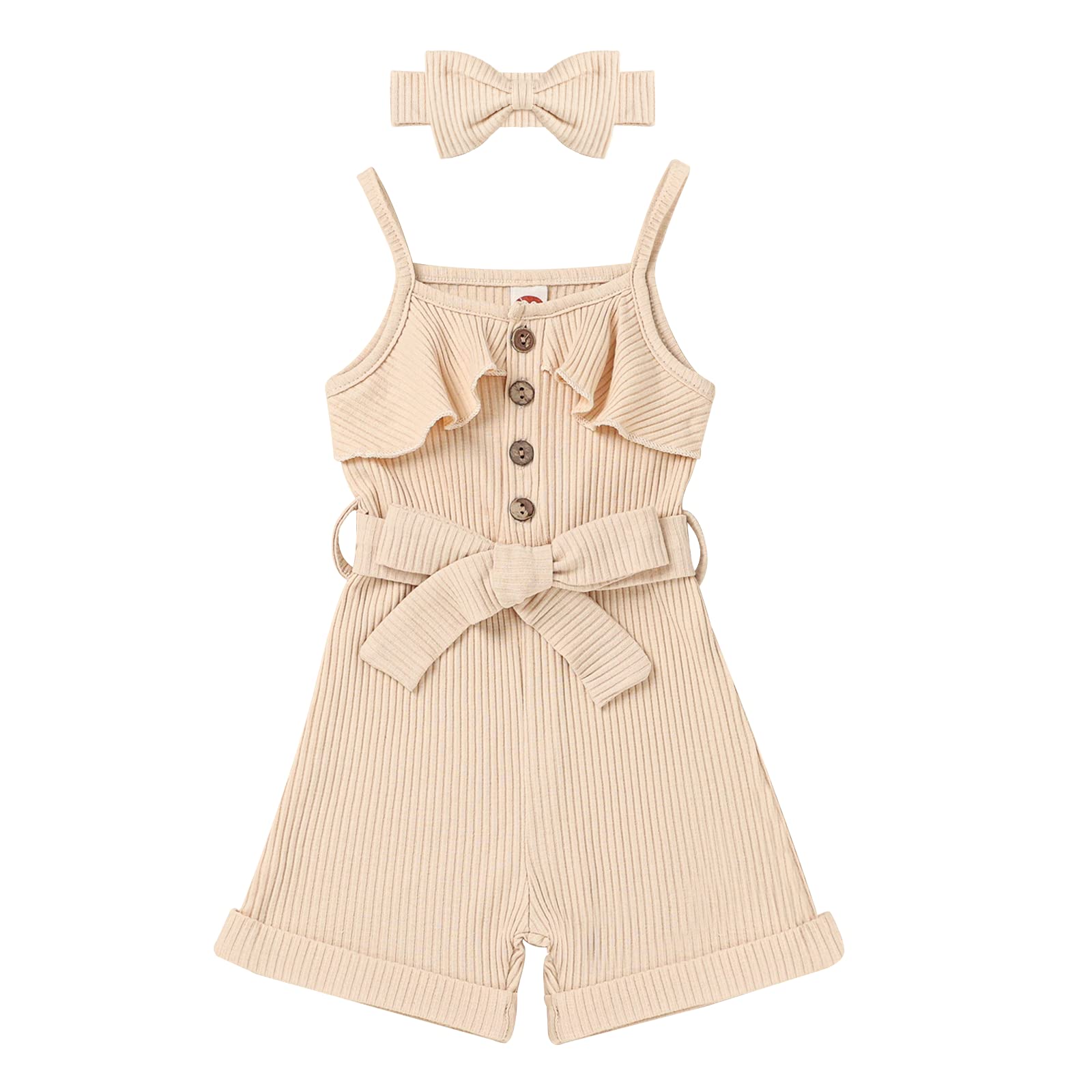 Tepuce Baby Girls Sleeveless Halter Romper Jumpsuit - Casual Summer One-Piece Outfit for Toddlers | Perfect for Playdates, Beach Trips & Outdoor Adventures