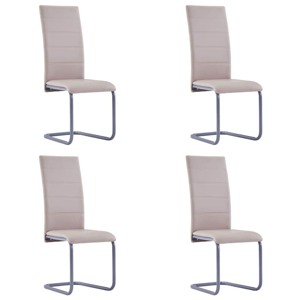 4 Modern Dining Room Chairs Set - Faux Leather Padded High Back Armless Side Chairs for Kitchen, Living Room & Office - Cappuccino Color - Perfect for Home Dining, Entertaining & Workspace Seating