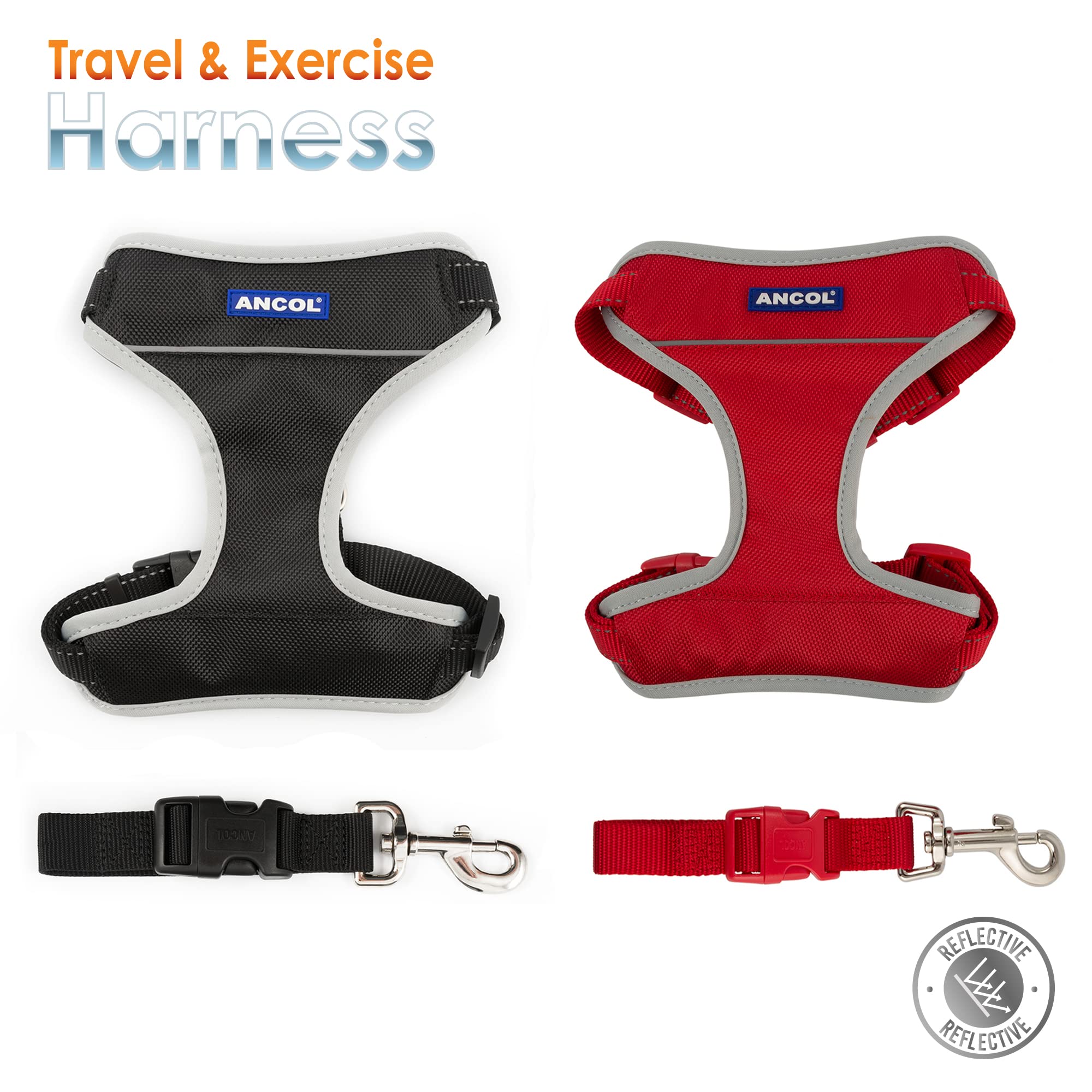Best Adjustable Travel Dog Harness for Large Dogs (68-116cm) - Black - Perfect for Hiking, Camping & Outdoor Adventures