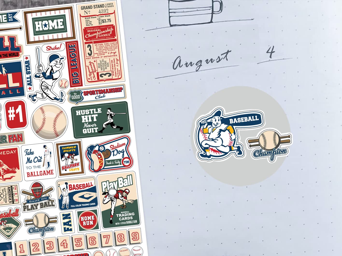 Baseball Scrapbook Paper 12x12 Inch - Sports Themed Scrapbooking Kit with Field, Players, Tickets & Phrases Stickers | Perfect for DIY Scrapbooks, Photo Albums, Journals & Memory Books | 5-Piece Set for Baseball Fans & Craft Lovers