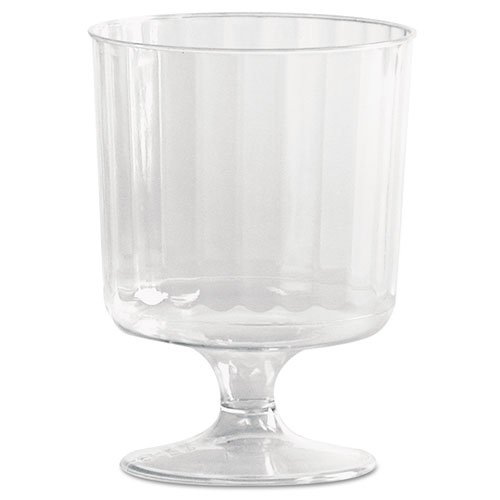 Elegant 5 oz Clear Fluted Plastic Wine Glasses with Crystal Pedestal - Set of 10 Shatterproof Stemware for Outdoor Parties, Weddings & Picnics