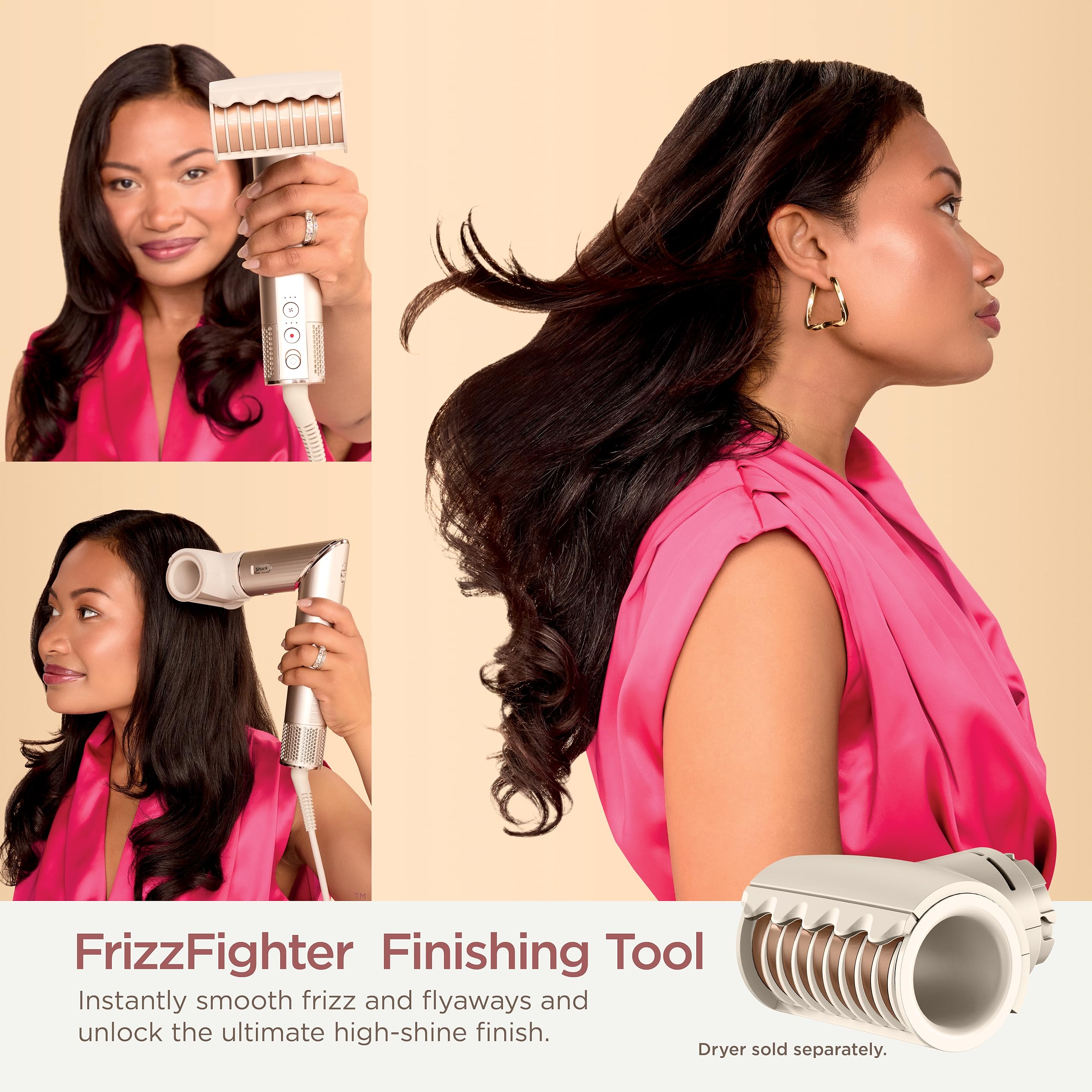 Shark FlexStyle Frizz Fighter Finishing Tool - Attachment for Shark FlexStyle Styling System, Hair Styling Tool to Smooth Flyaways & Reduce Frizz (Stone Color) - Perfect for Salon-Quality Styling at Home