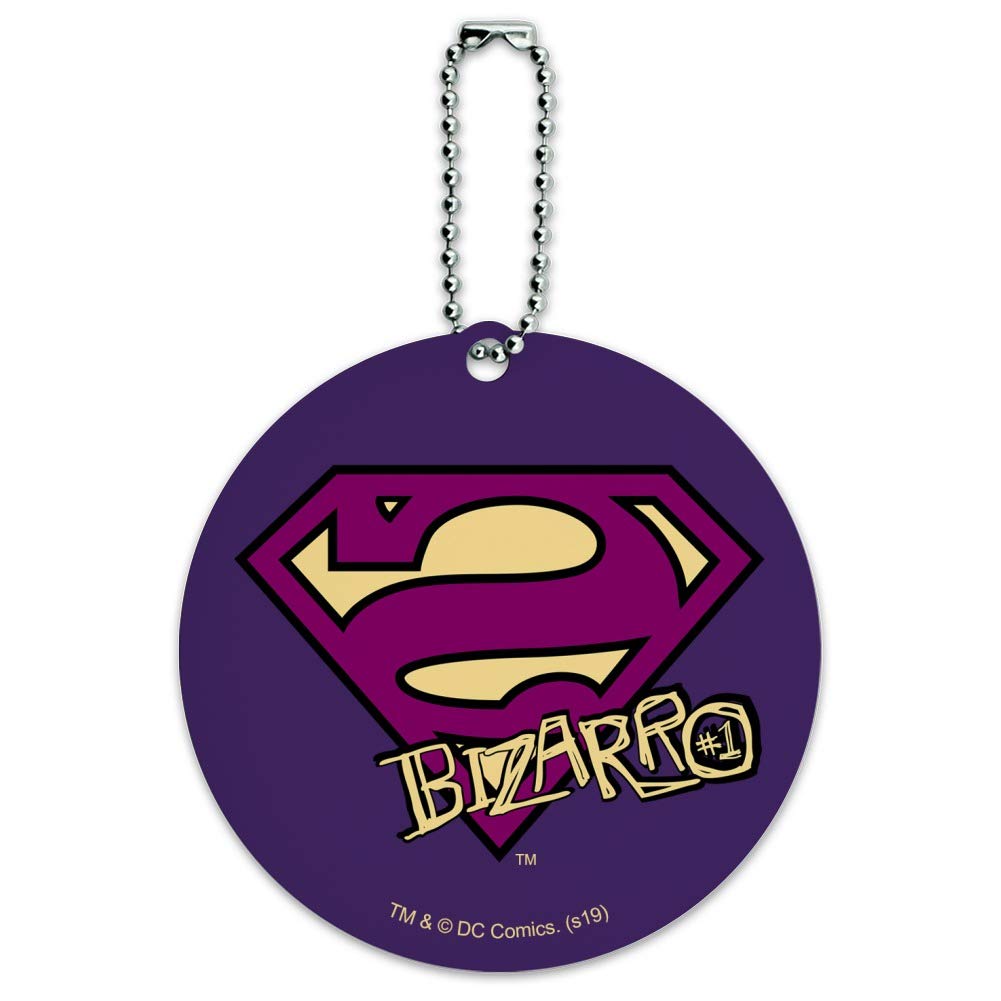 Superman Bizarro Shield Logo Round Luggage ID Tag - Durable Suitcase Travel Accessory for Carry-On Bags - Perfect for Airports, Business Trips & Vacation Travel
